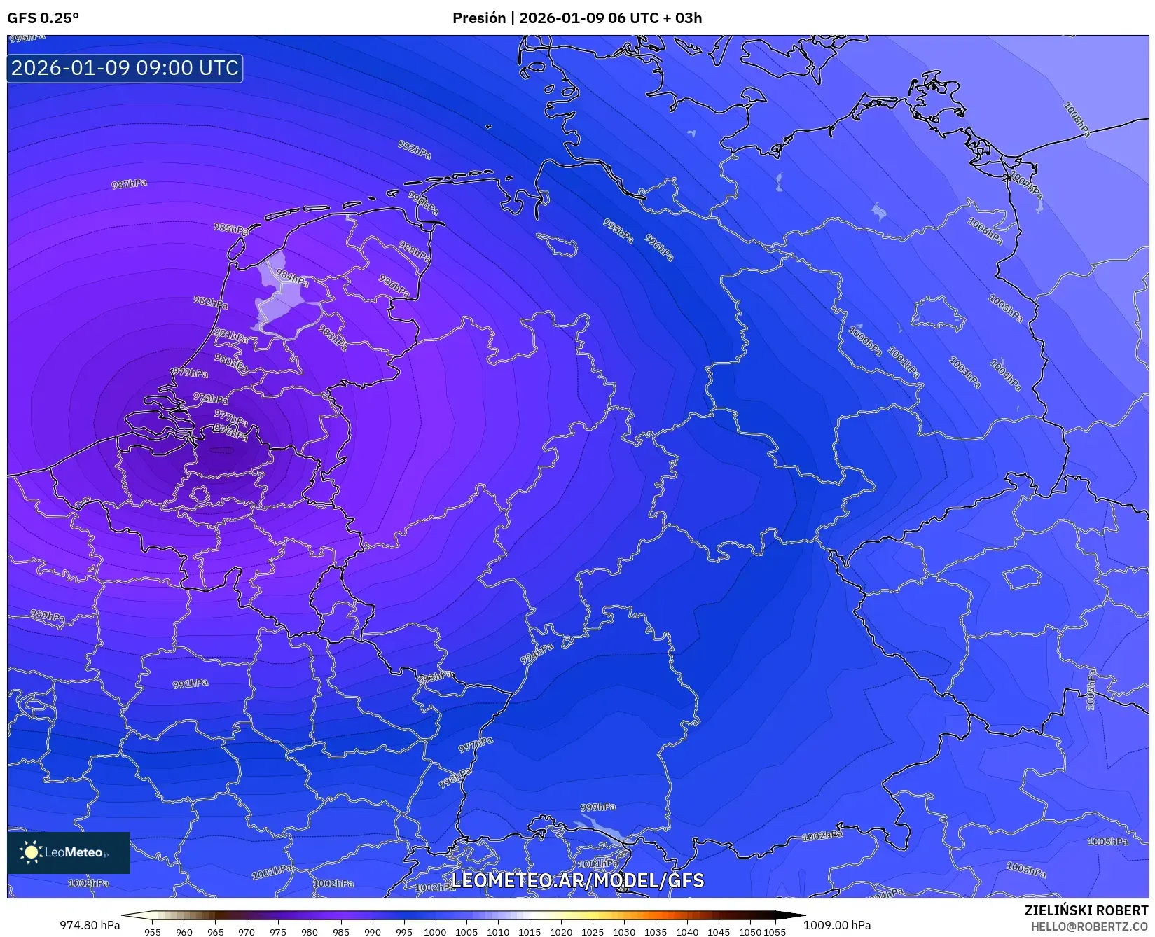 GFS model - Alemania, Presión