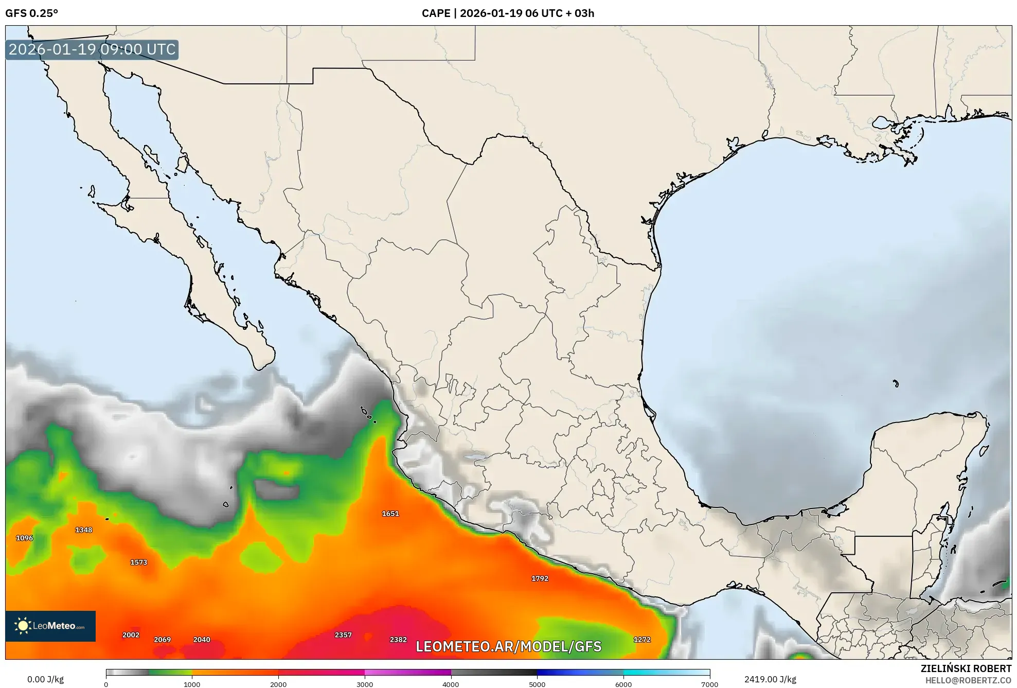 GFS model - México, CAPE