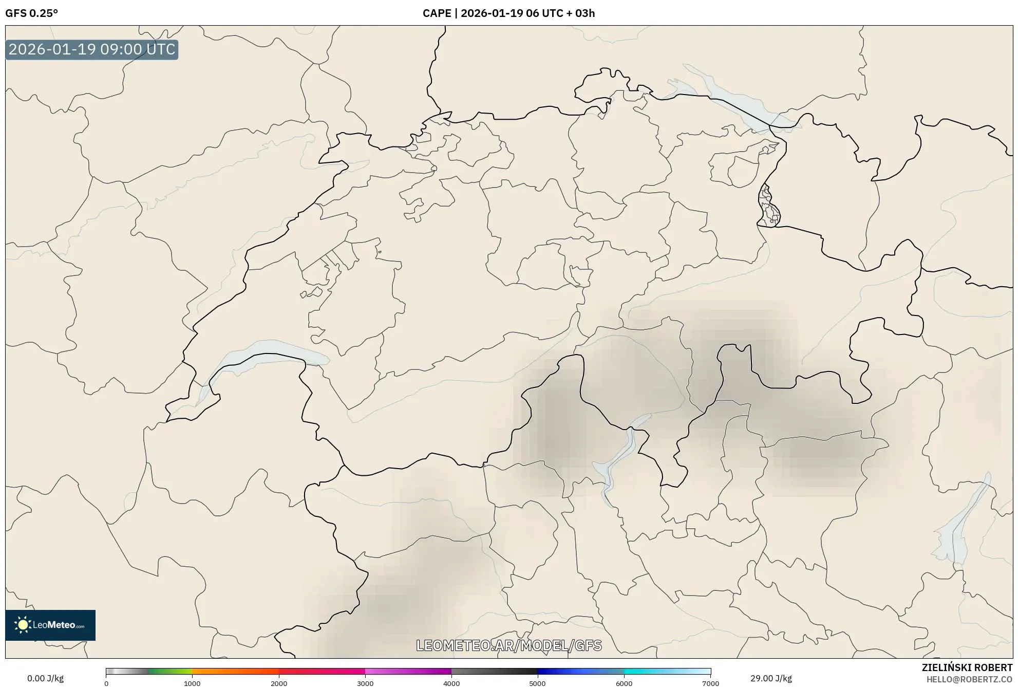GFS model - Suiza, CAPE