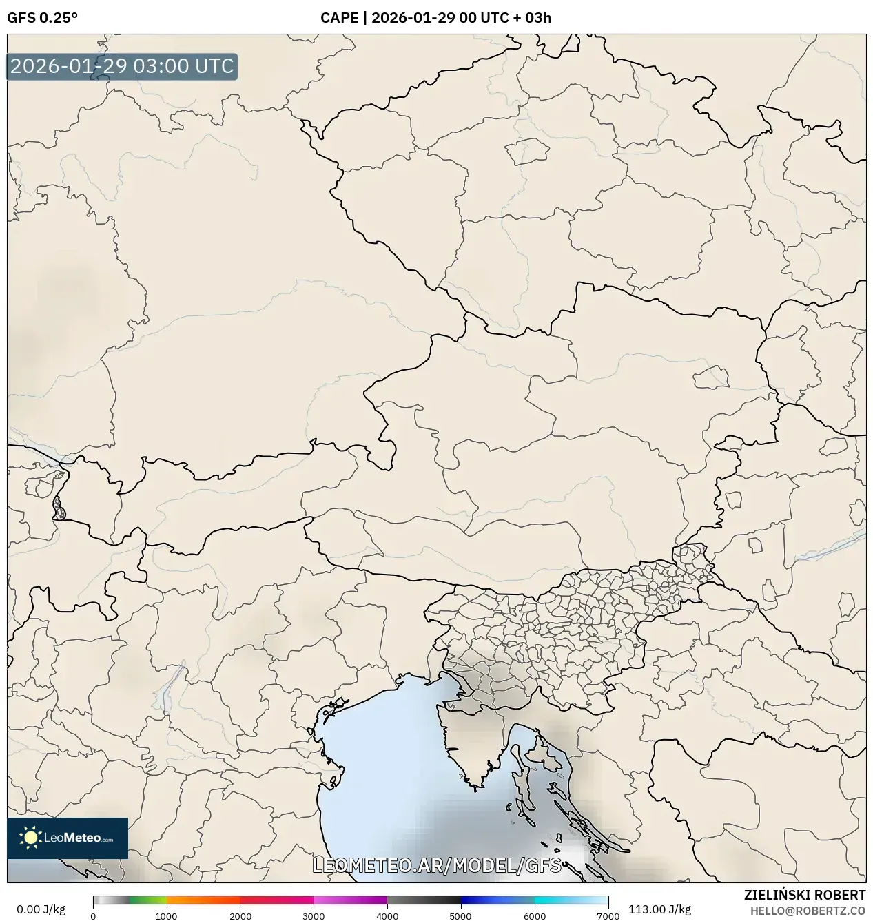 GFS model - Austria, CAPE
