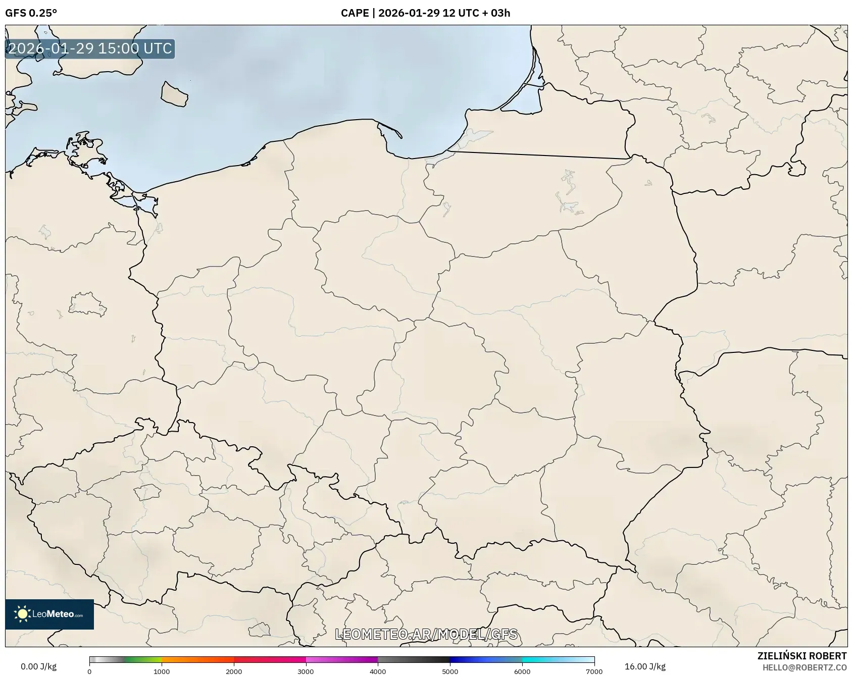 GFS model - Polonia, CAPE