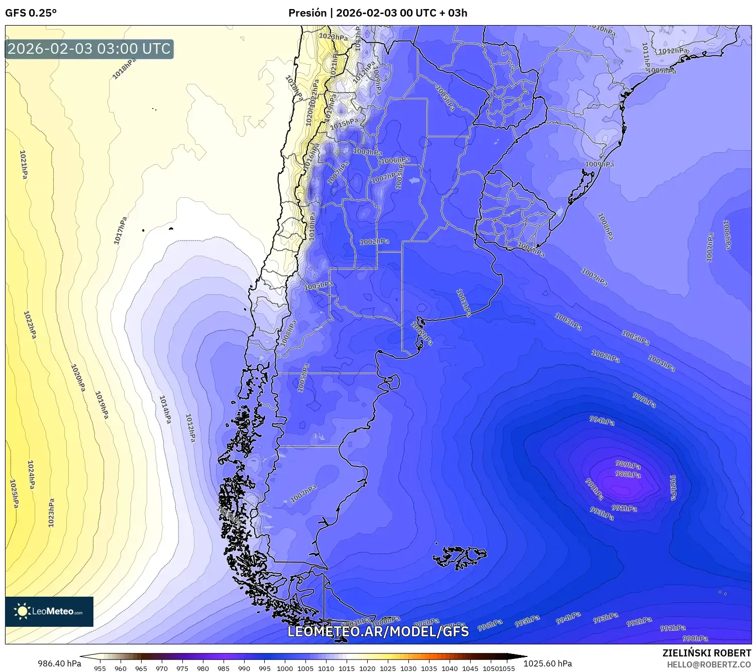 GFS model - Argentina, Presión