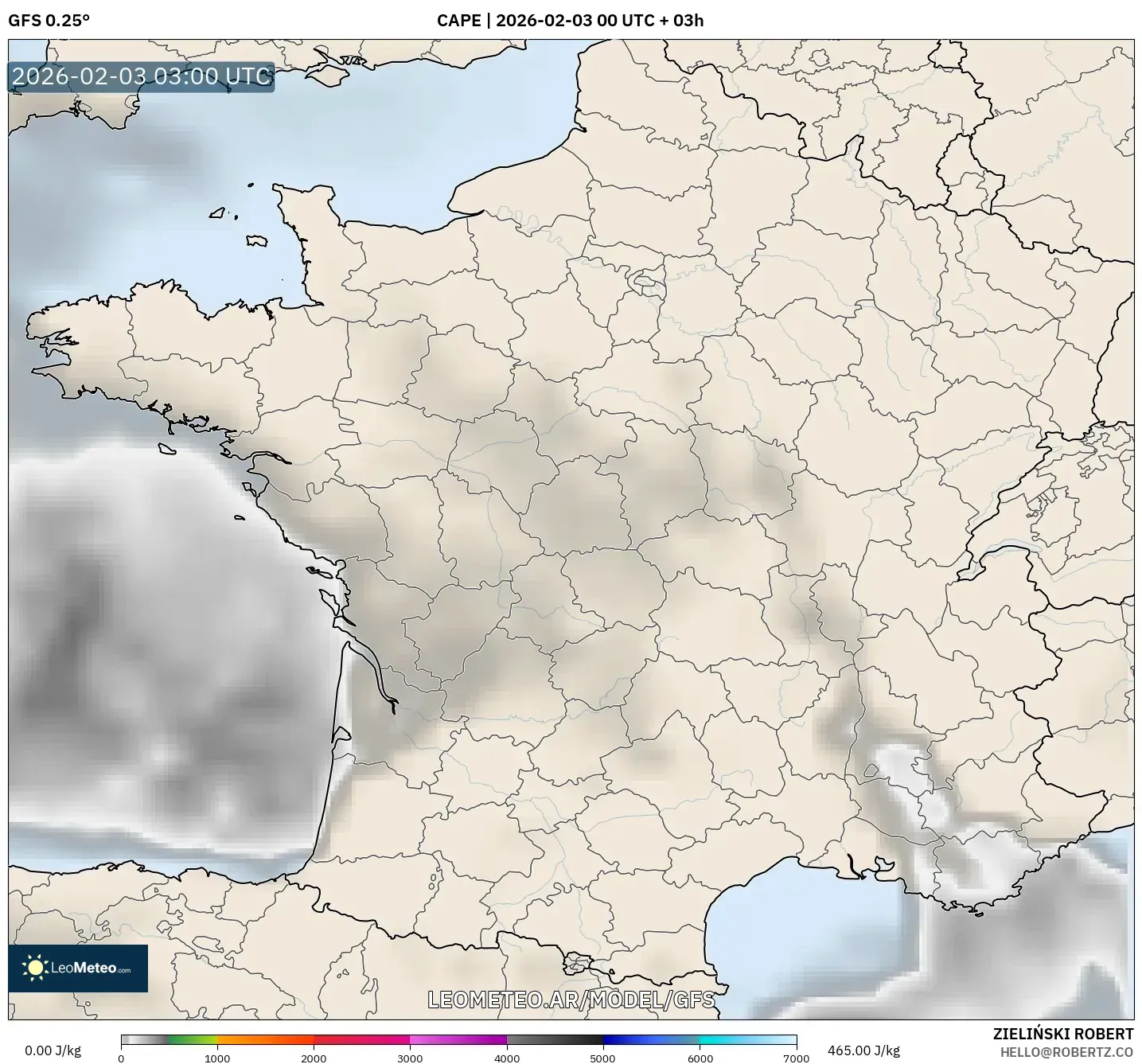 GFS model - Francia, CAPE