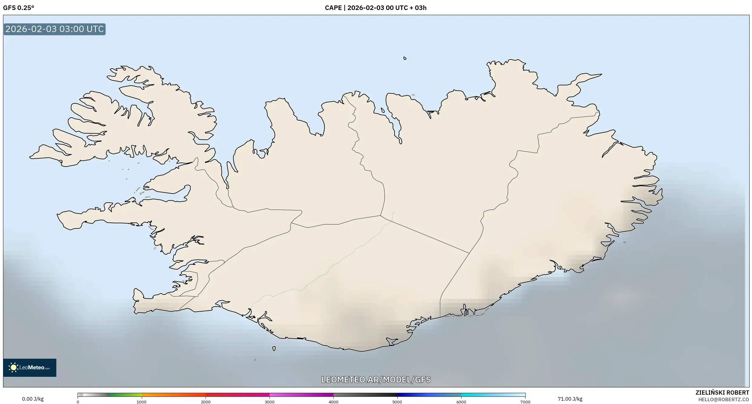 GFS model - Islandia, CAPE