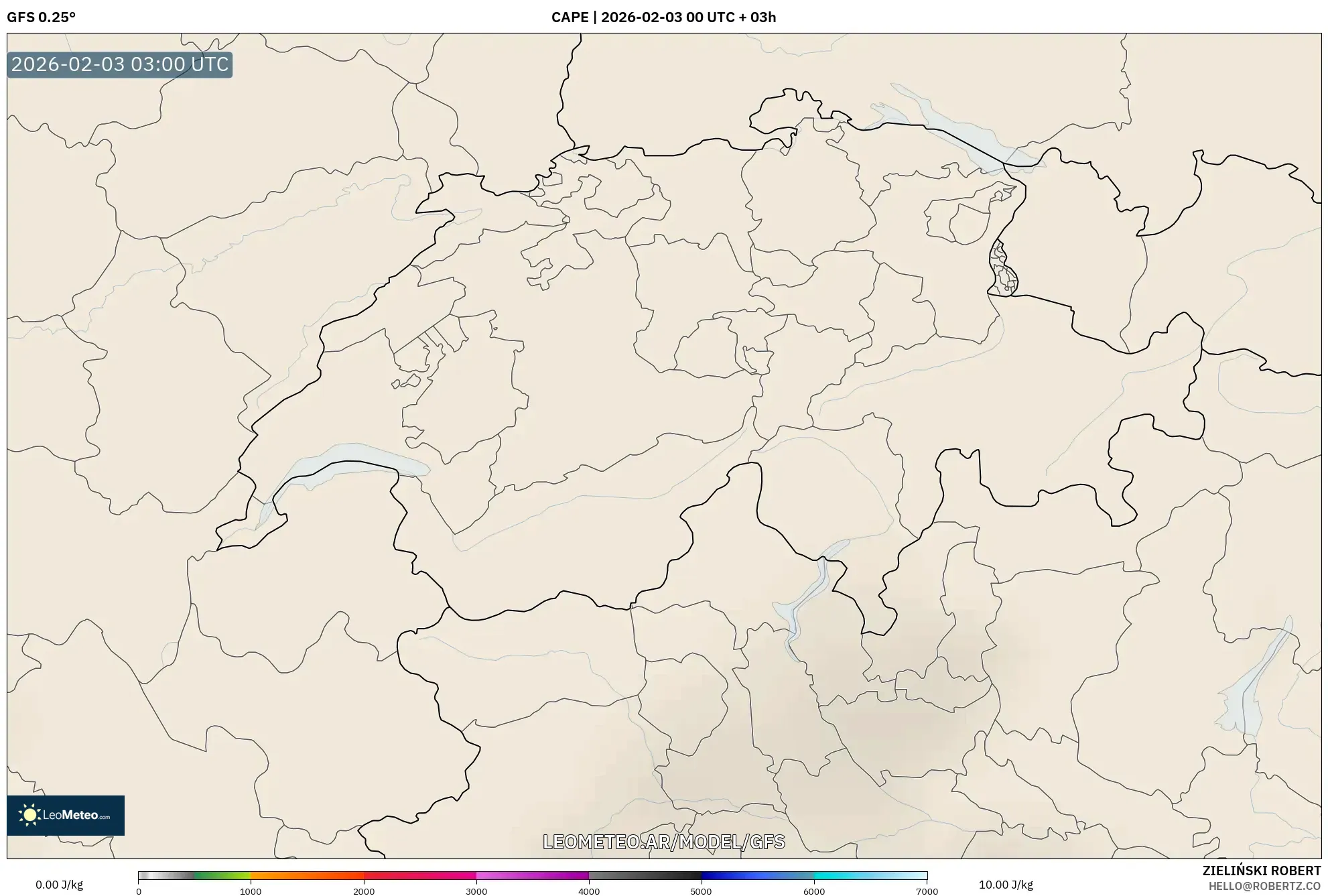 GFS model - Suiza, CAPE