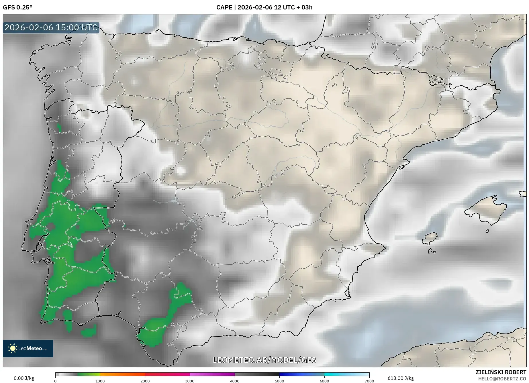 GFS model - España, CAPE