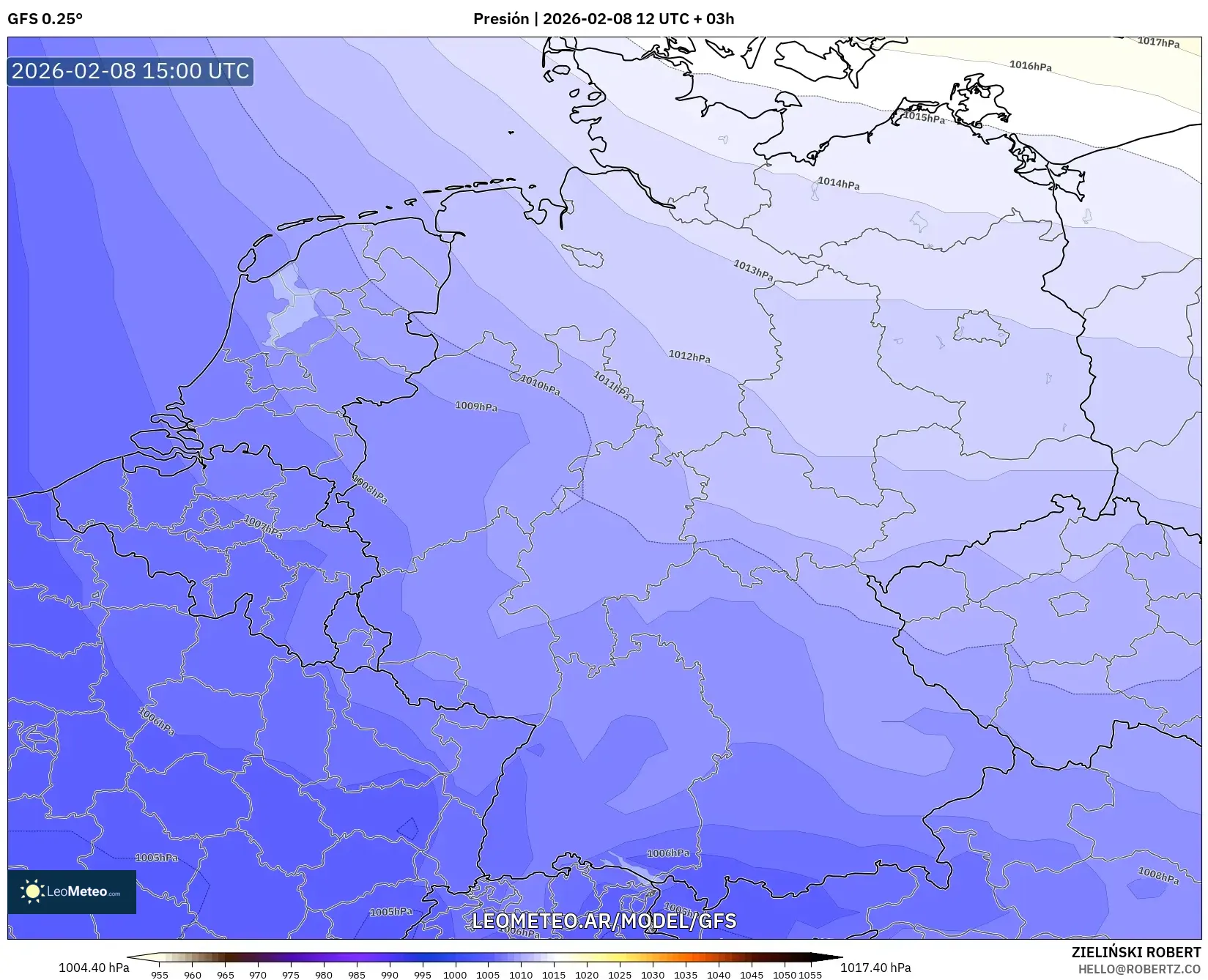 GFS model - Alemania, Presión