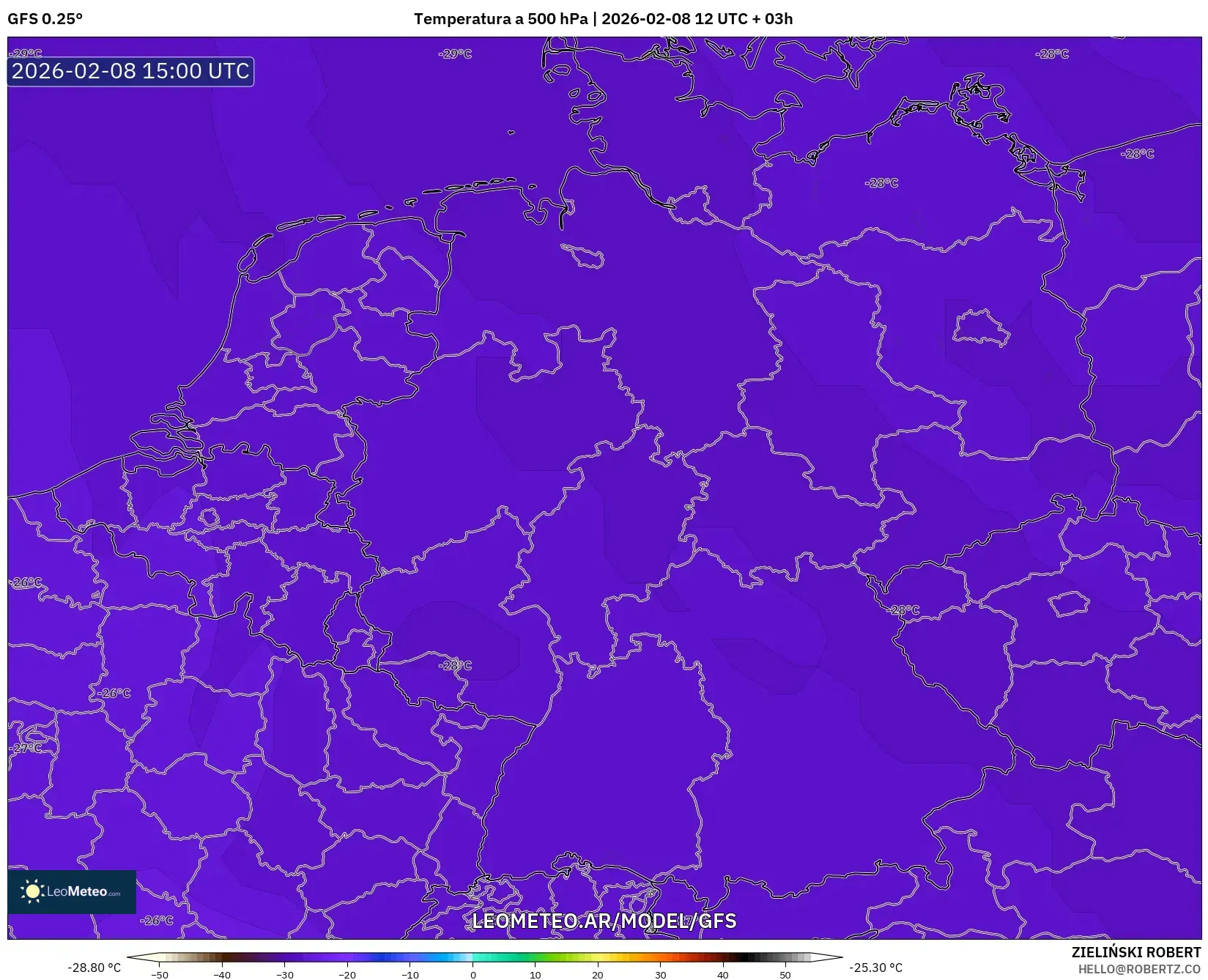 GFS model - Alemania, Temperatura a 500 hPa
