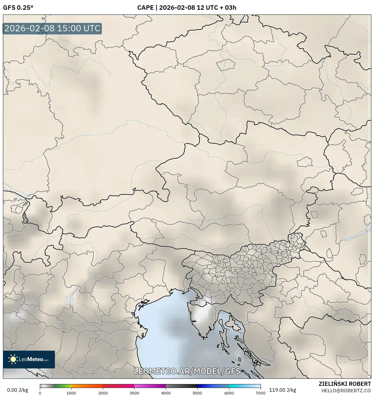 GFS model - Austria, CAPE