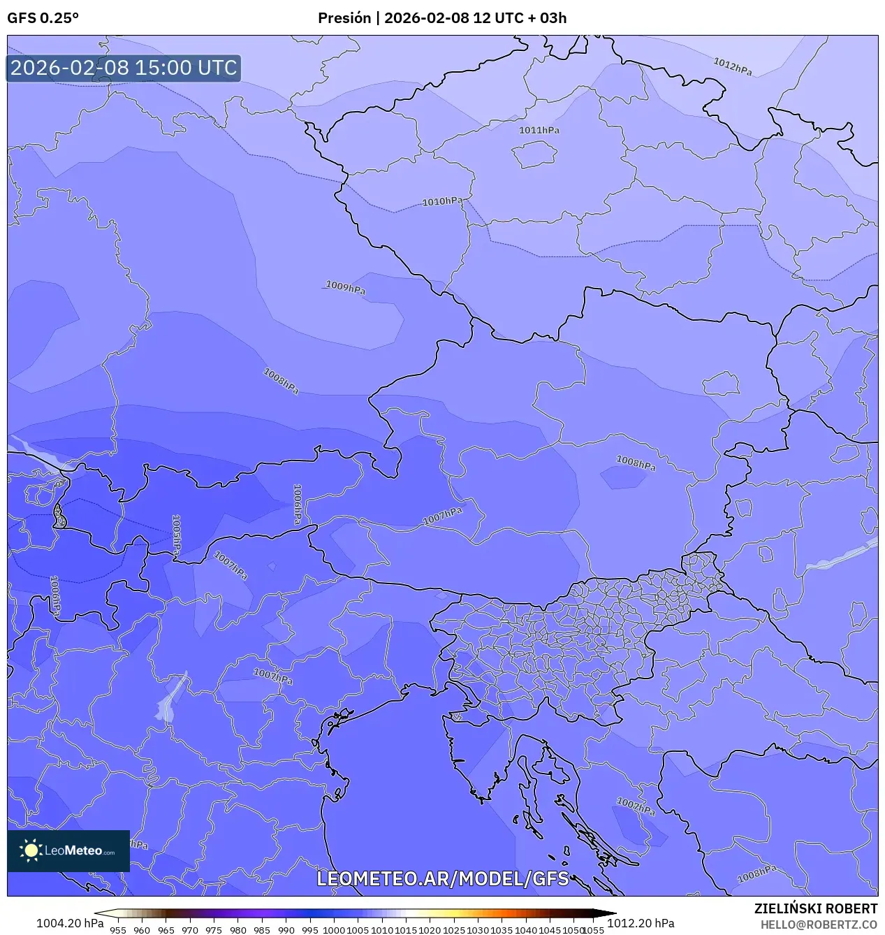 GFS model - Austria, Presión