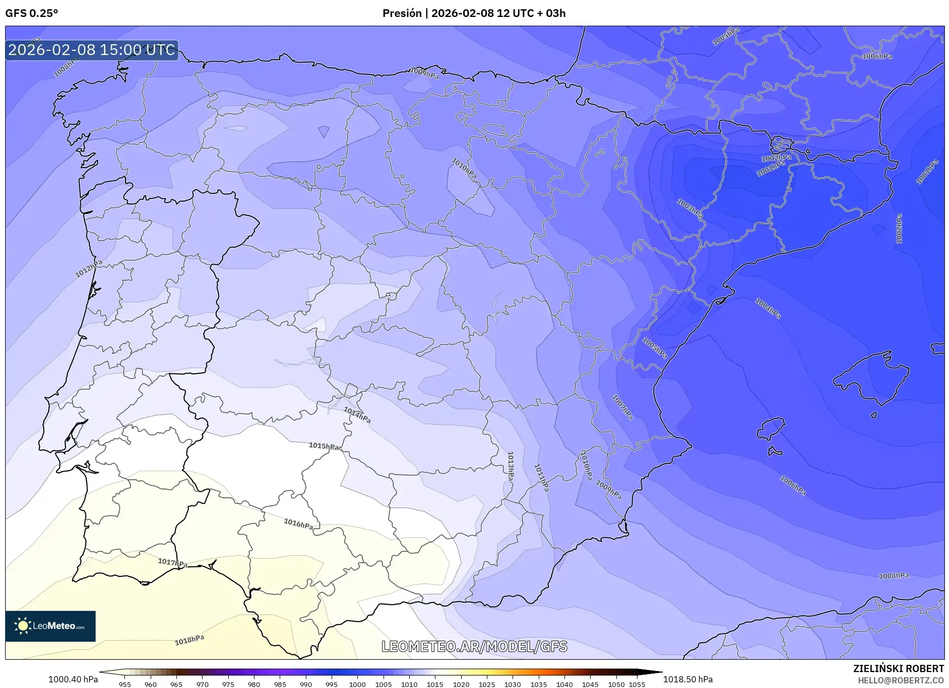 GFS model - España, Presión