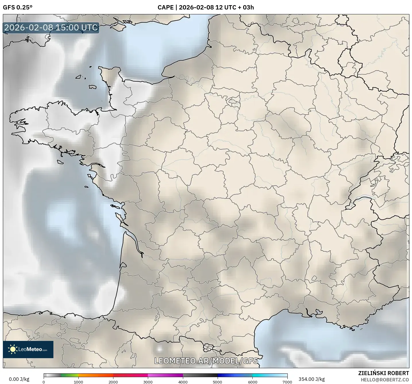 GFS model - Francia, CAPE