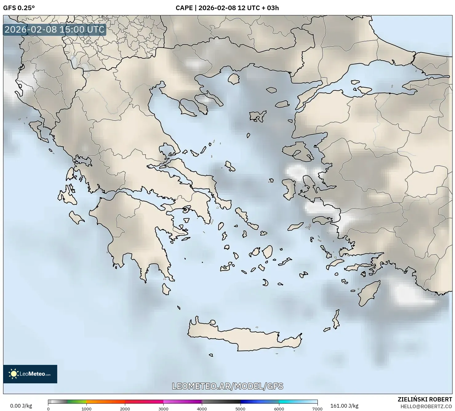 GFS model - Grecia, CAPE