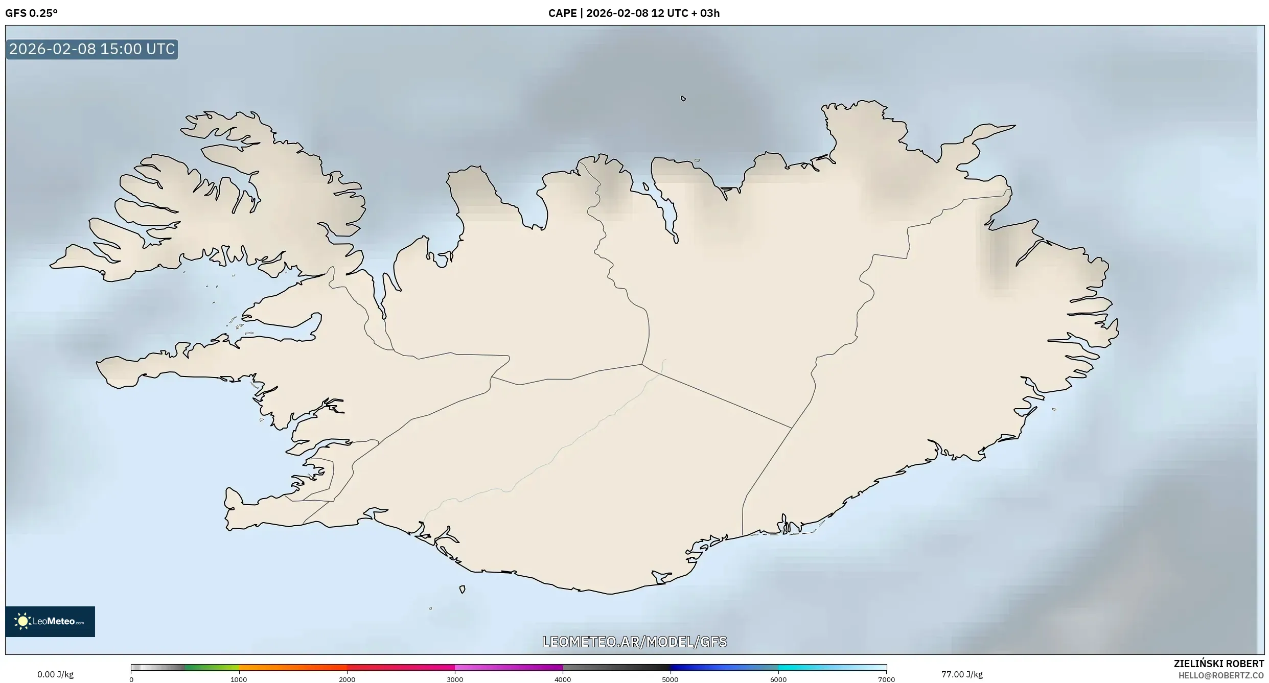 GFS model - Islandia, CAPE