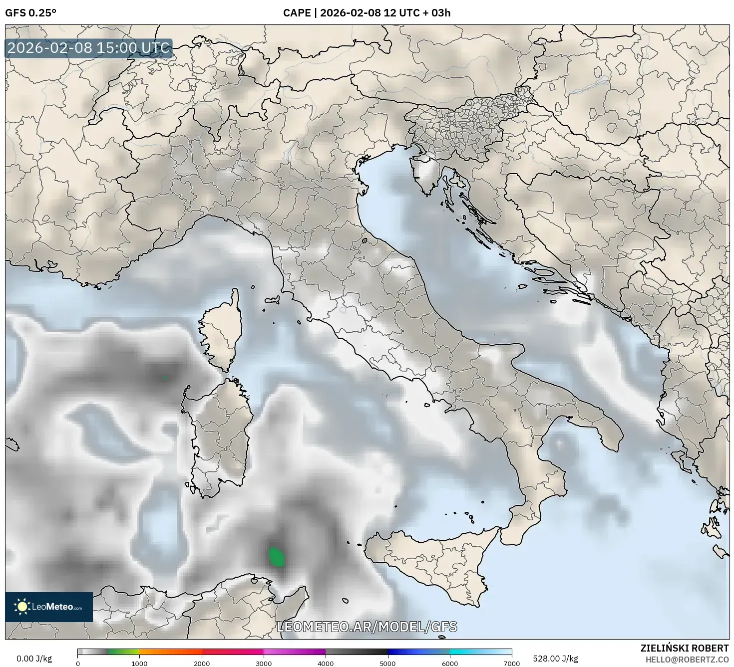 GFS model - Italia, CAPE