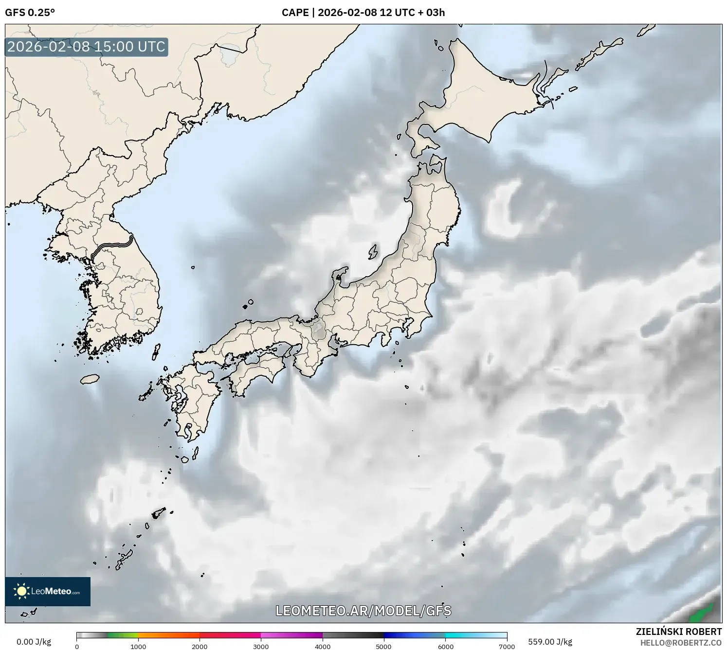 GFS model - Japón, CAPE