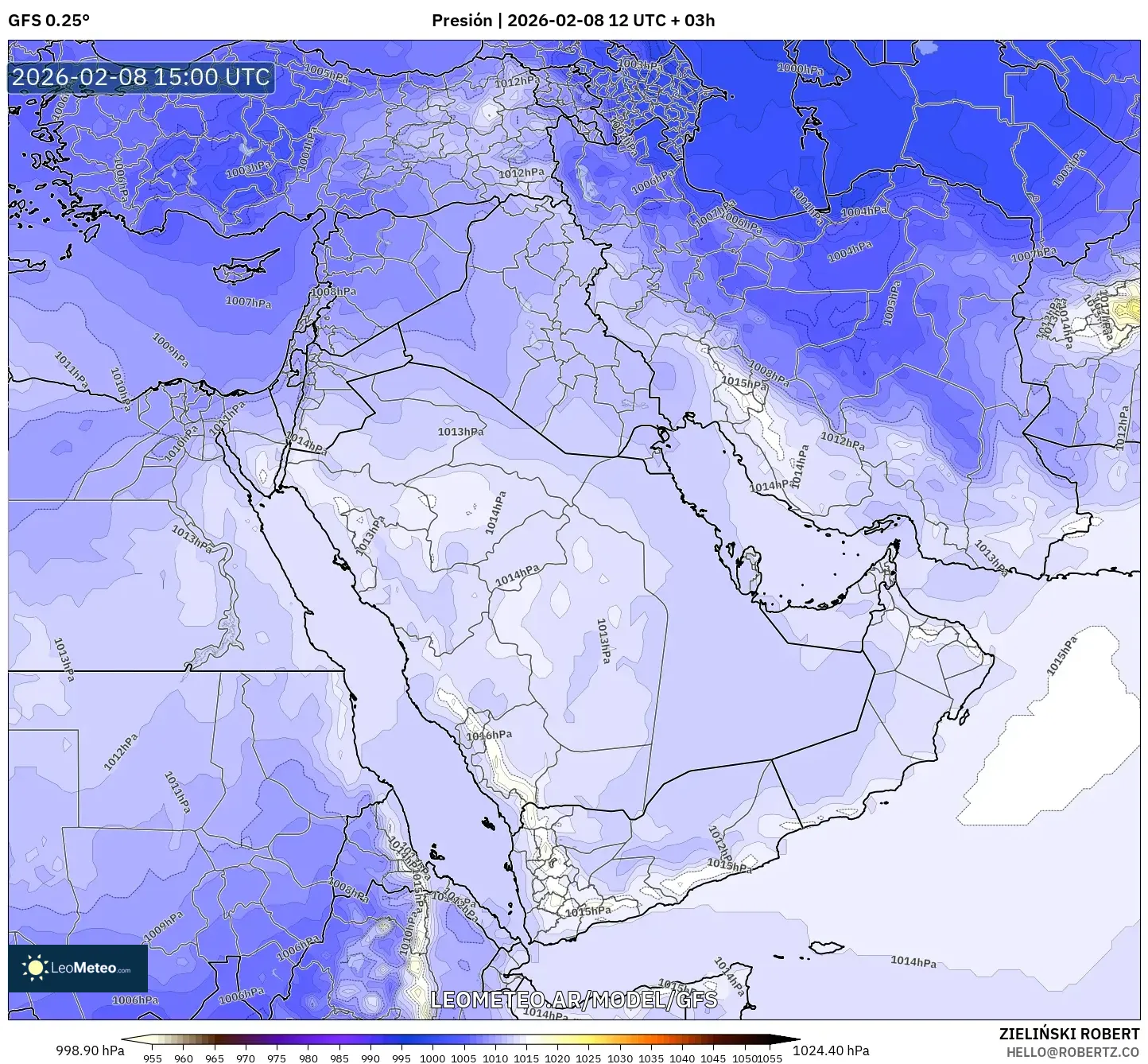 GFS model - Oriente Medio, Presión