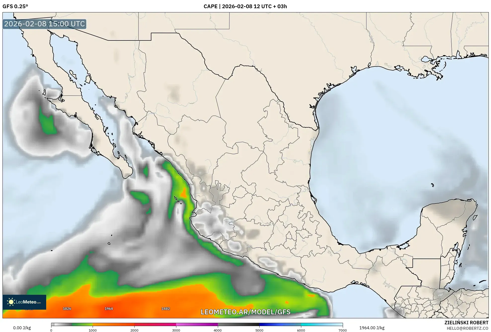 GFS model - México, CAPE