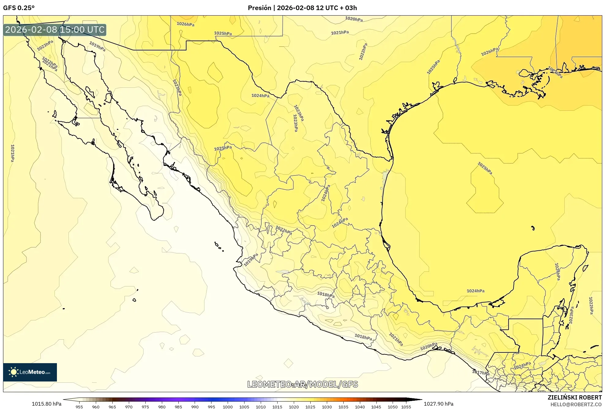 GFS model - México, Presión