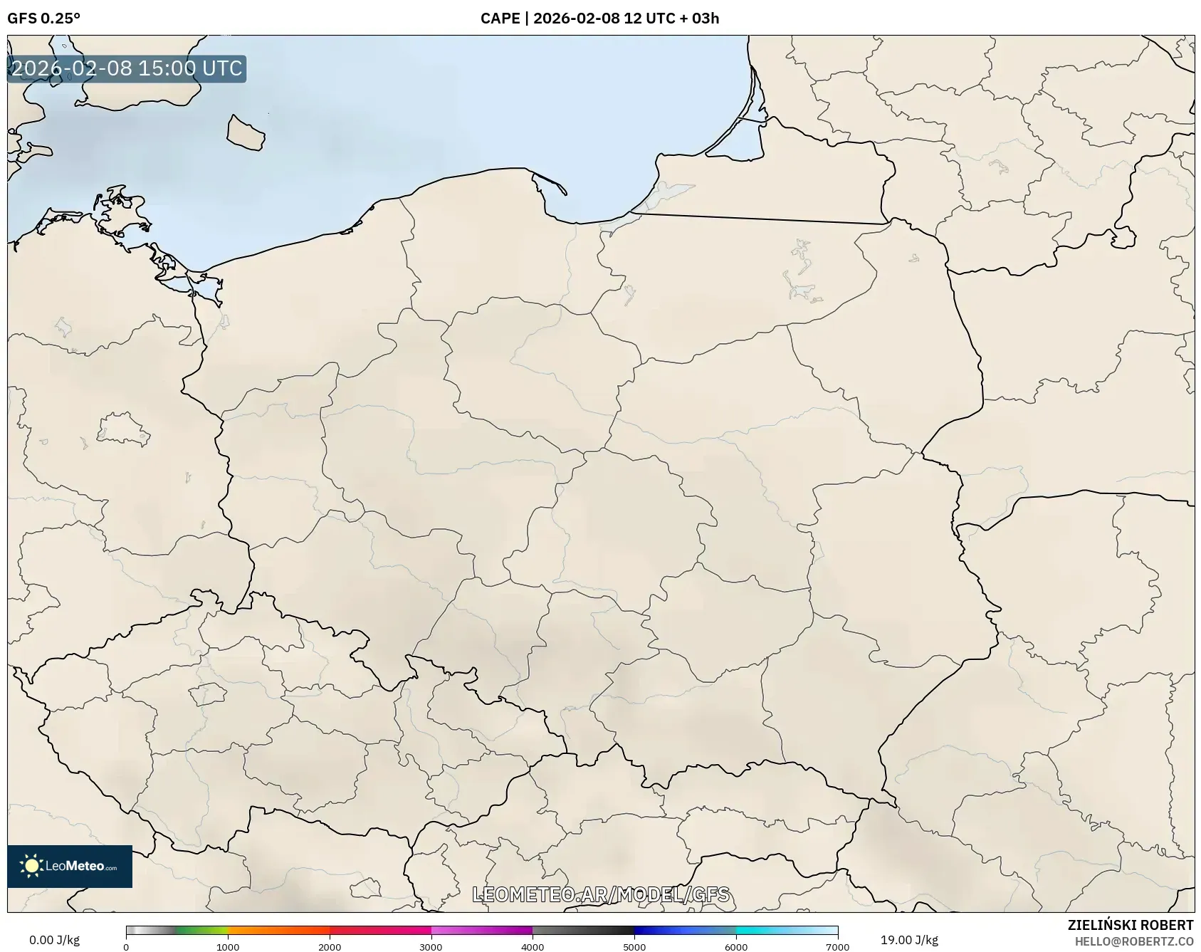 GFS model - Polonia, CAPE