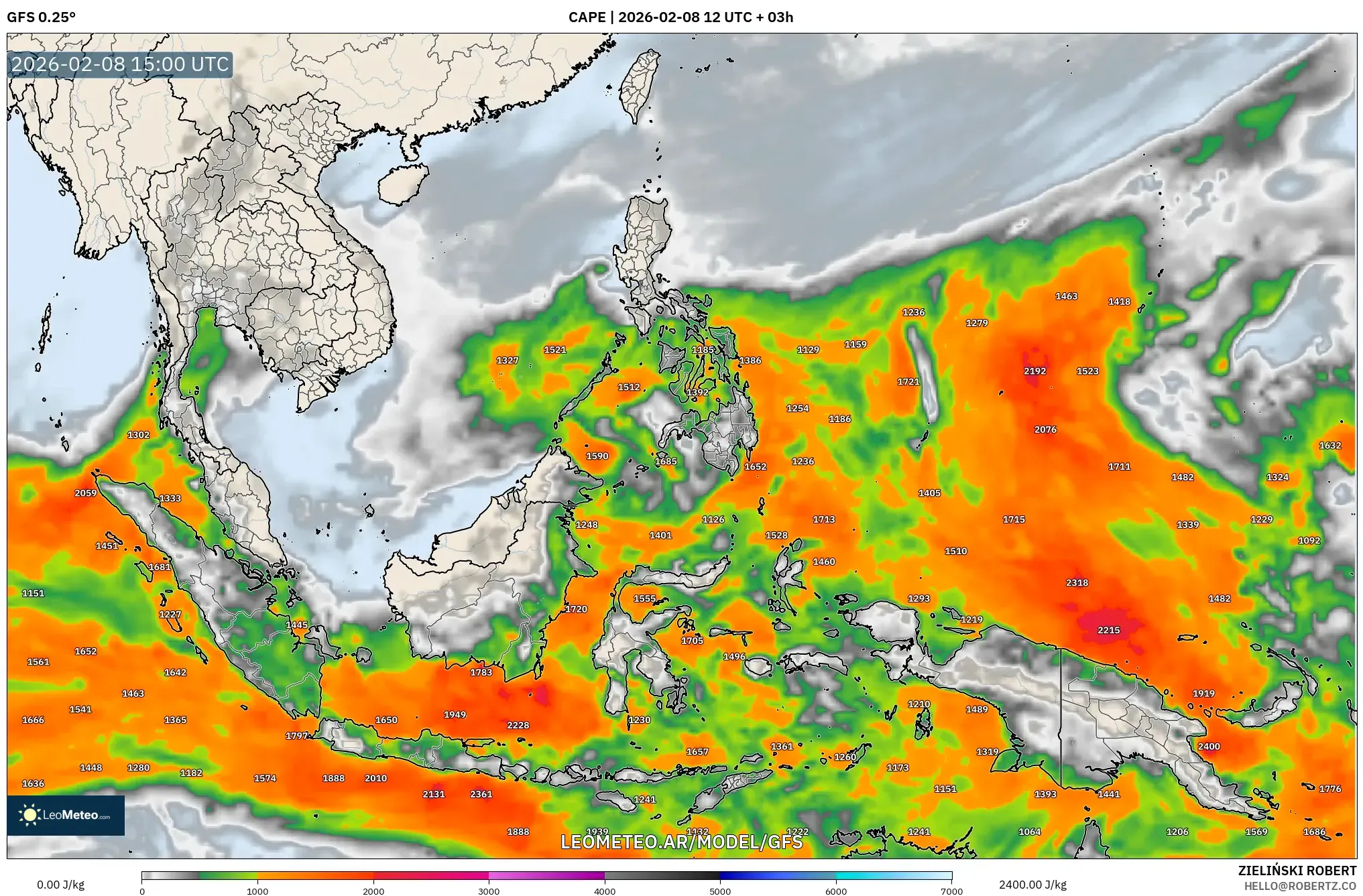 GFS model - Sudeste Asiático, CAPE