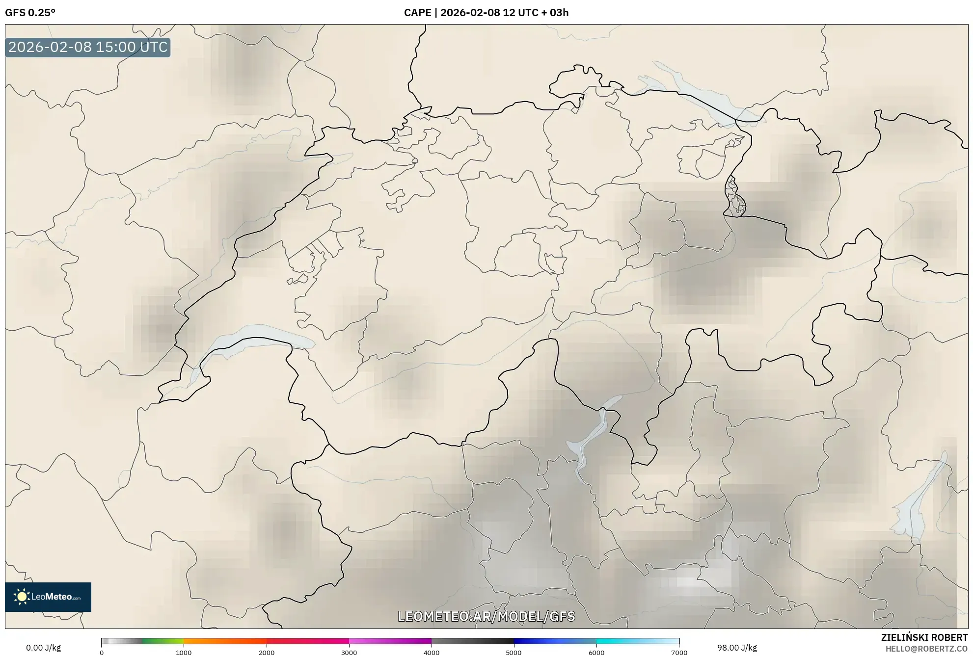 GFS model - Suiza, CAPE