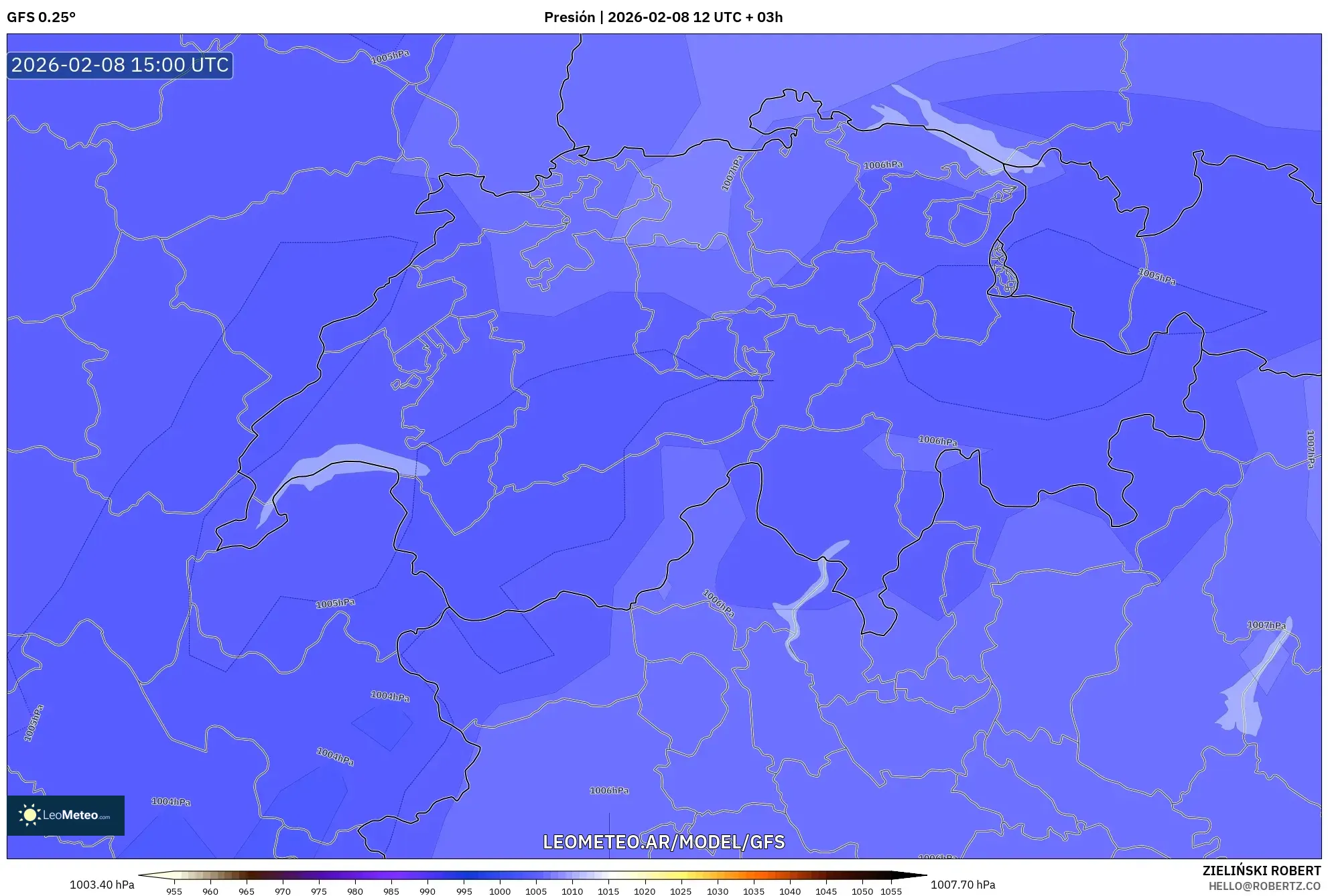 GFS model - Suiza, Presión