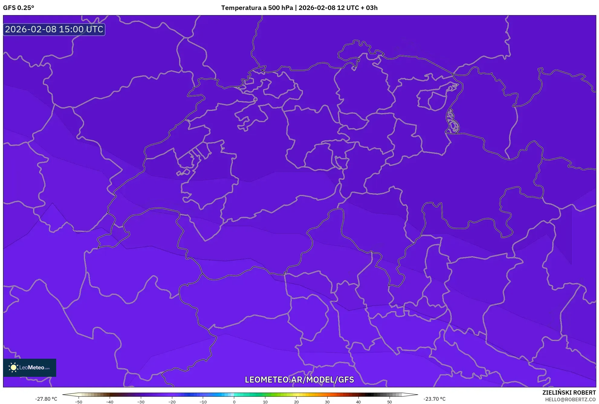 GFS model - Suiza, Temperatura a 500 hPa