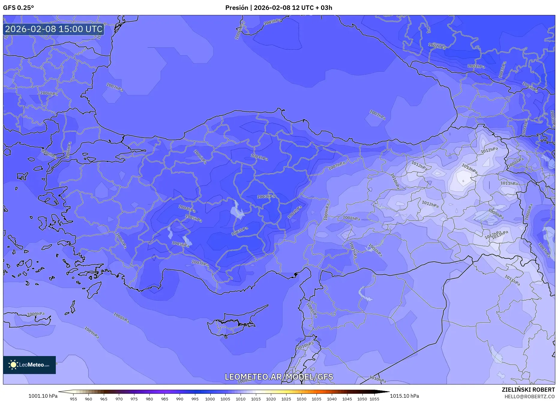GFS model - Turquía, Presión