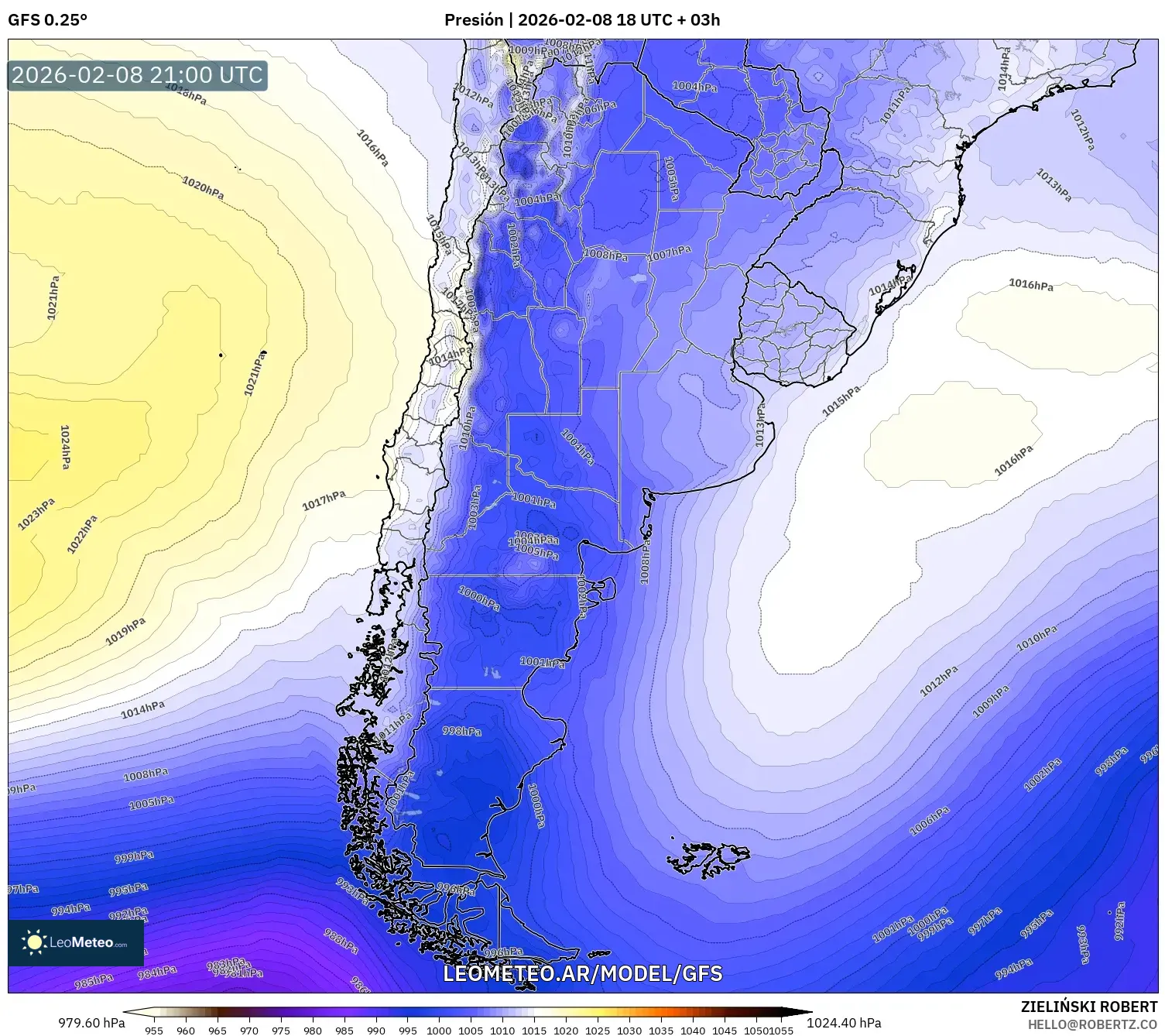 GFS model - Argentina, Presión