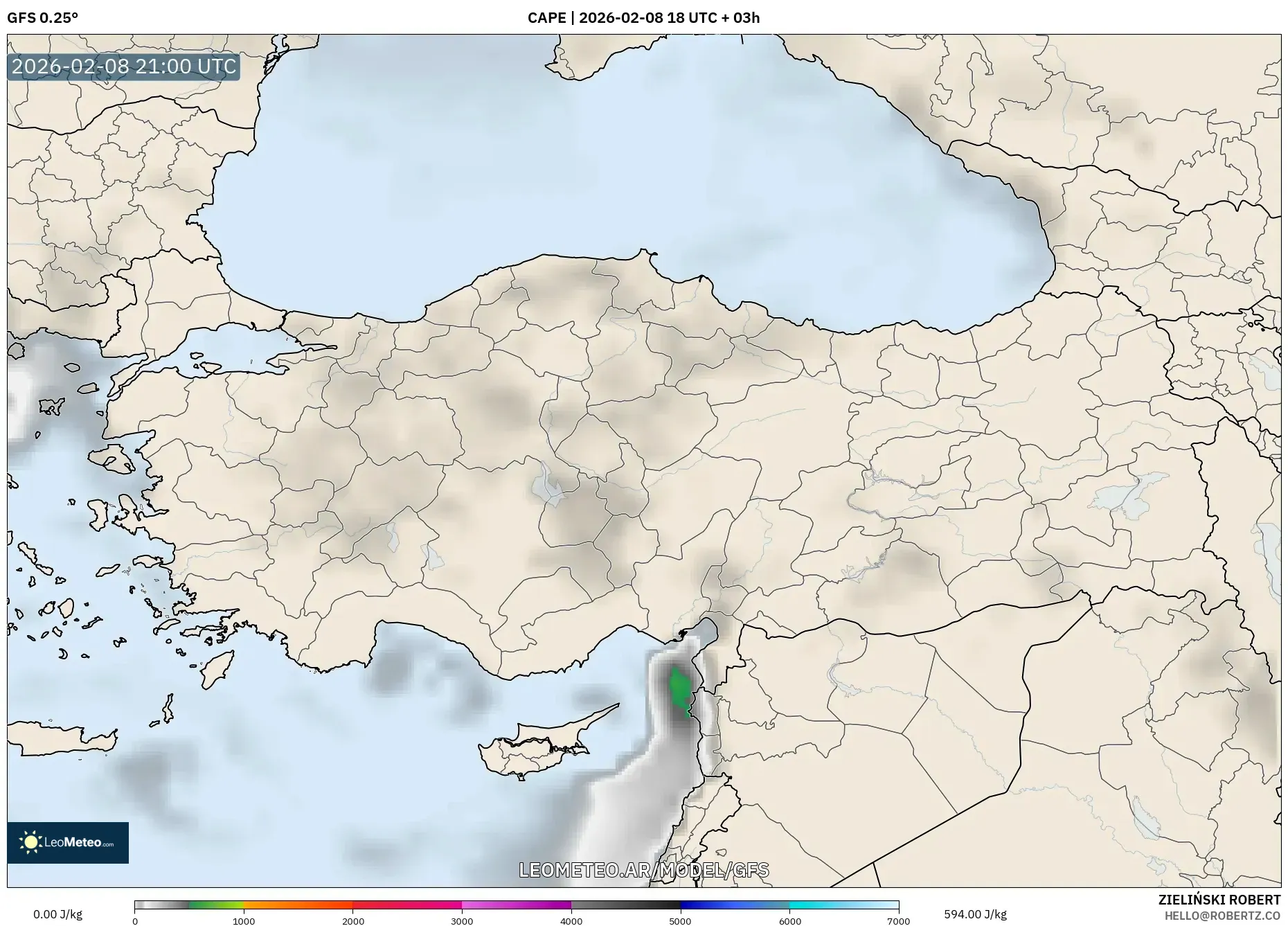GFS model - Turquía, CAPE