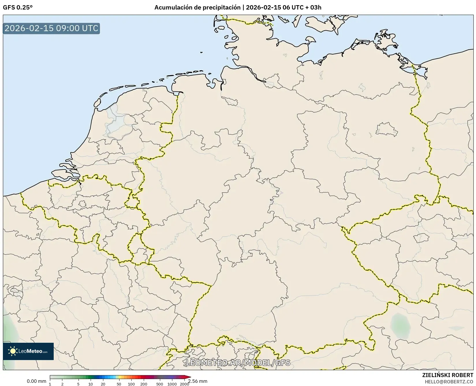 GFS model - Alemania, Acumulación de precipitación