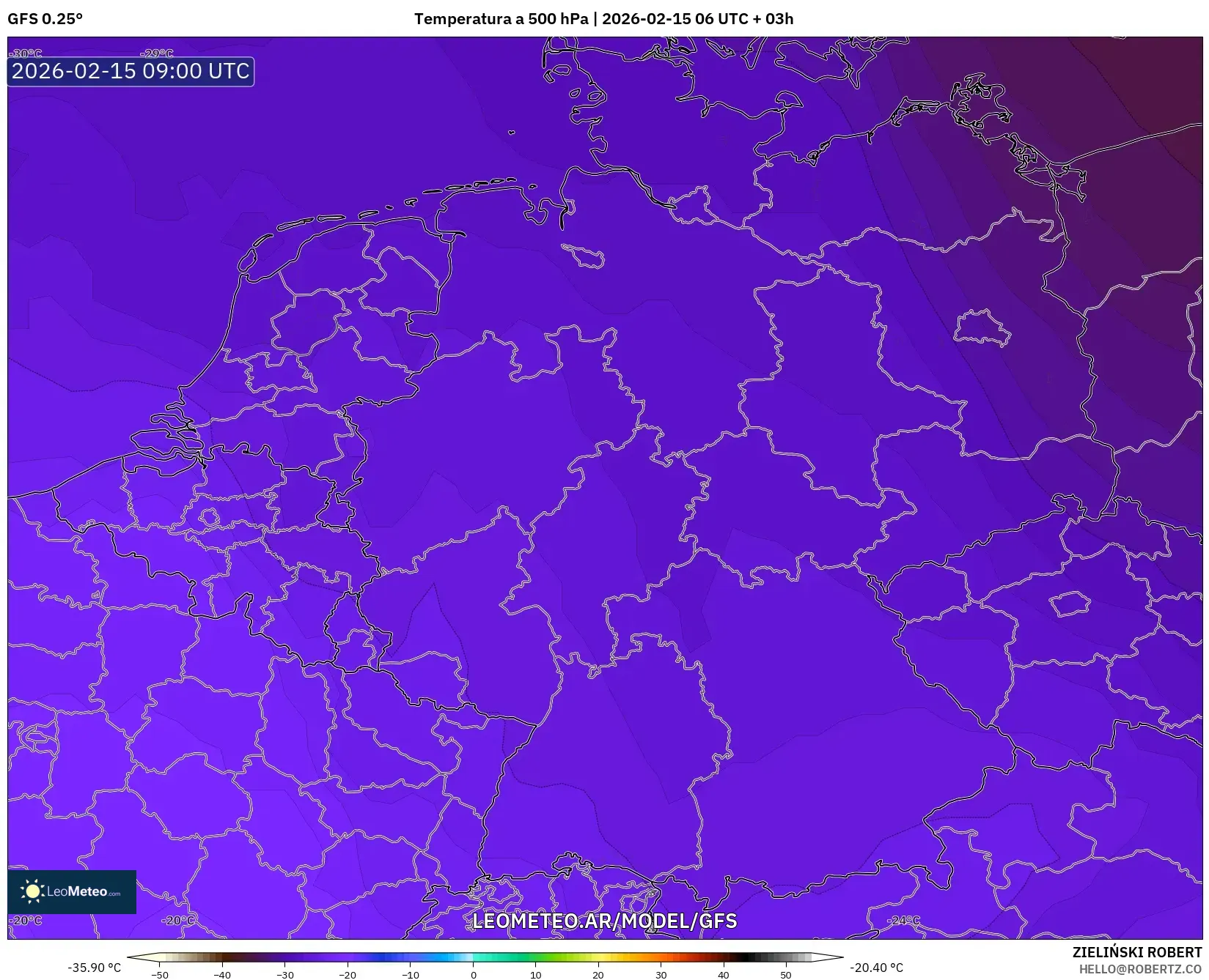 GFS model - Alemania, Temperatura a 500 hPa