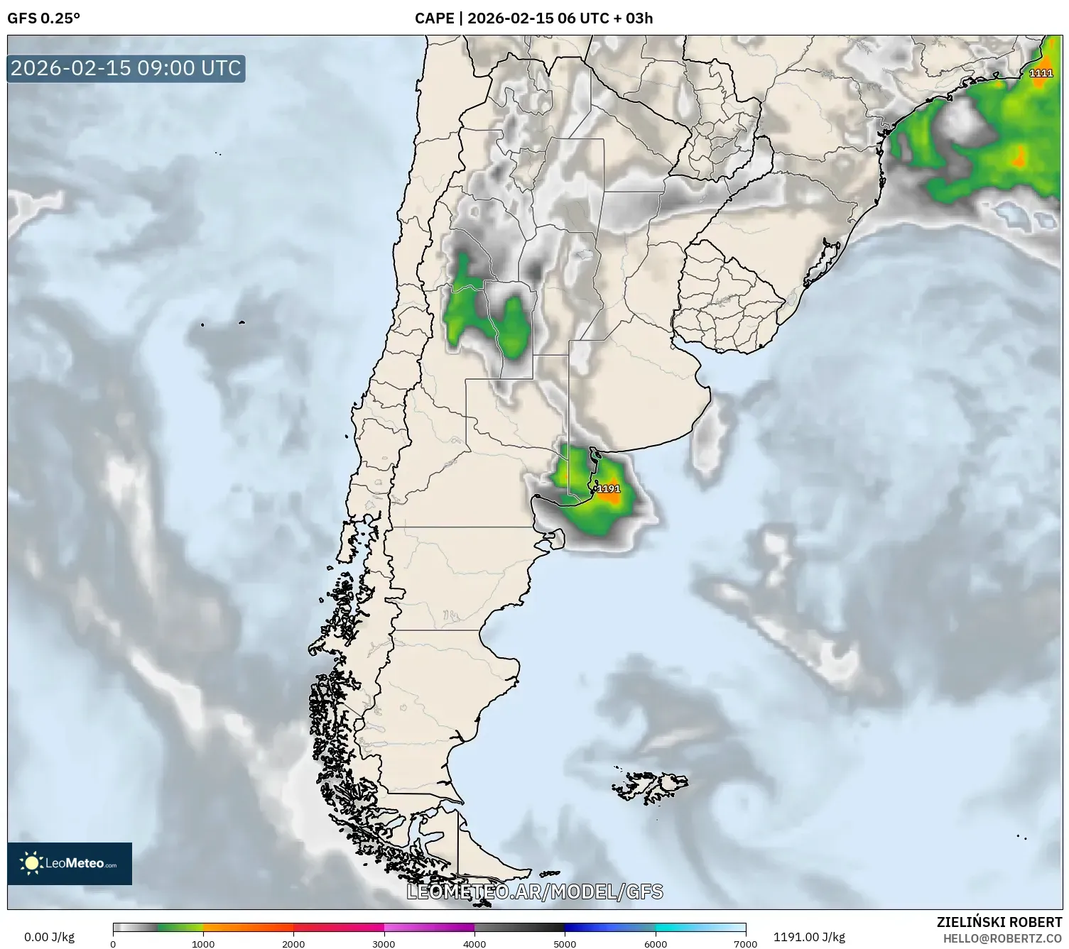 GFS model - Argentina, CAPE