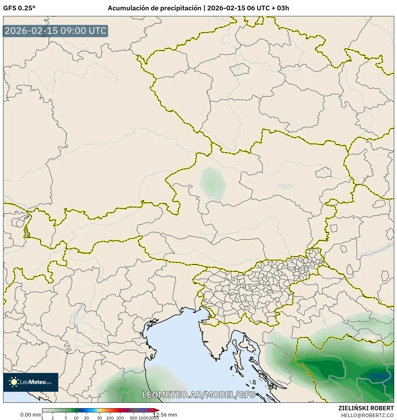 GFS model - Austria, Acumulación de precipitación