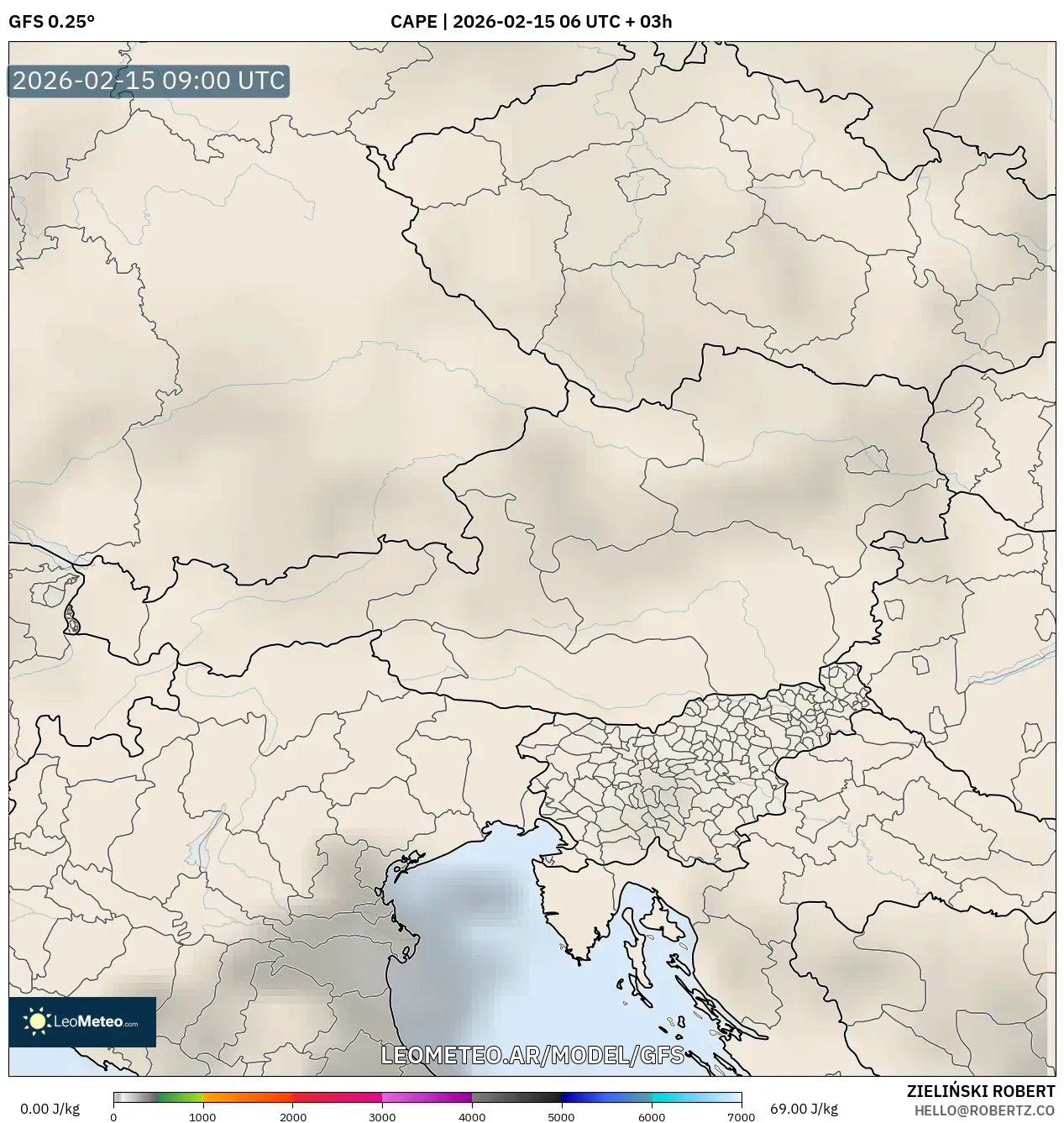 GFS model - Austria, CAPE