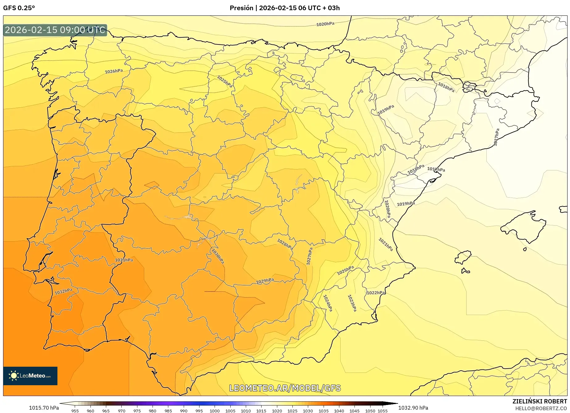 GFS model - España, Presión