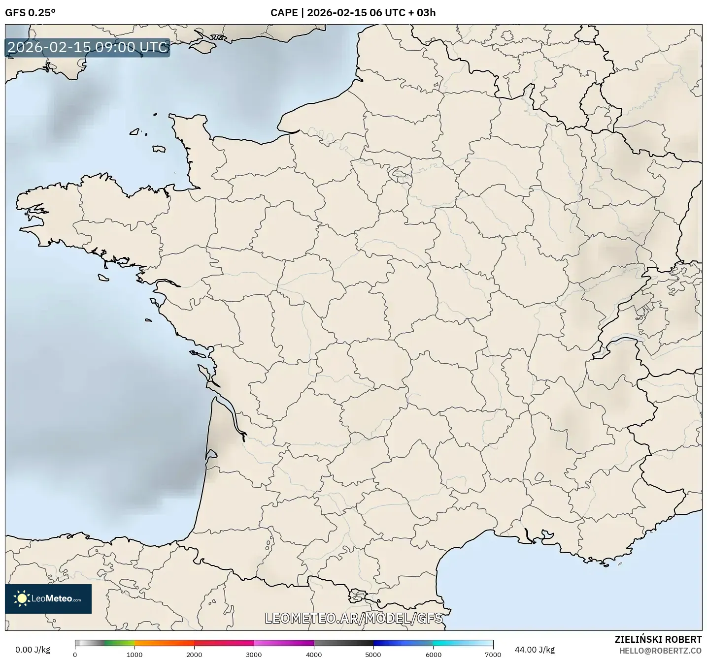 GFS model - Francia, CAPE