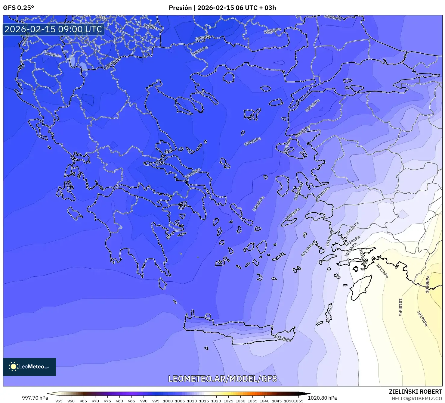GFS model - Grecia, Presión
