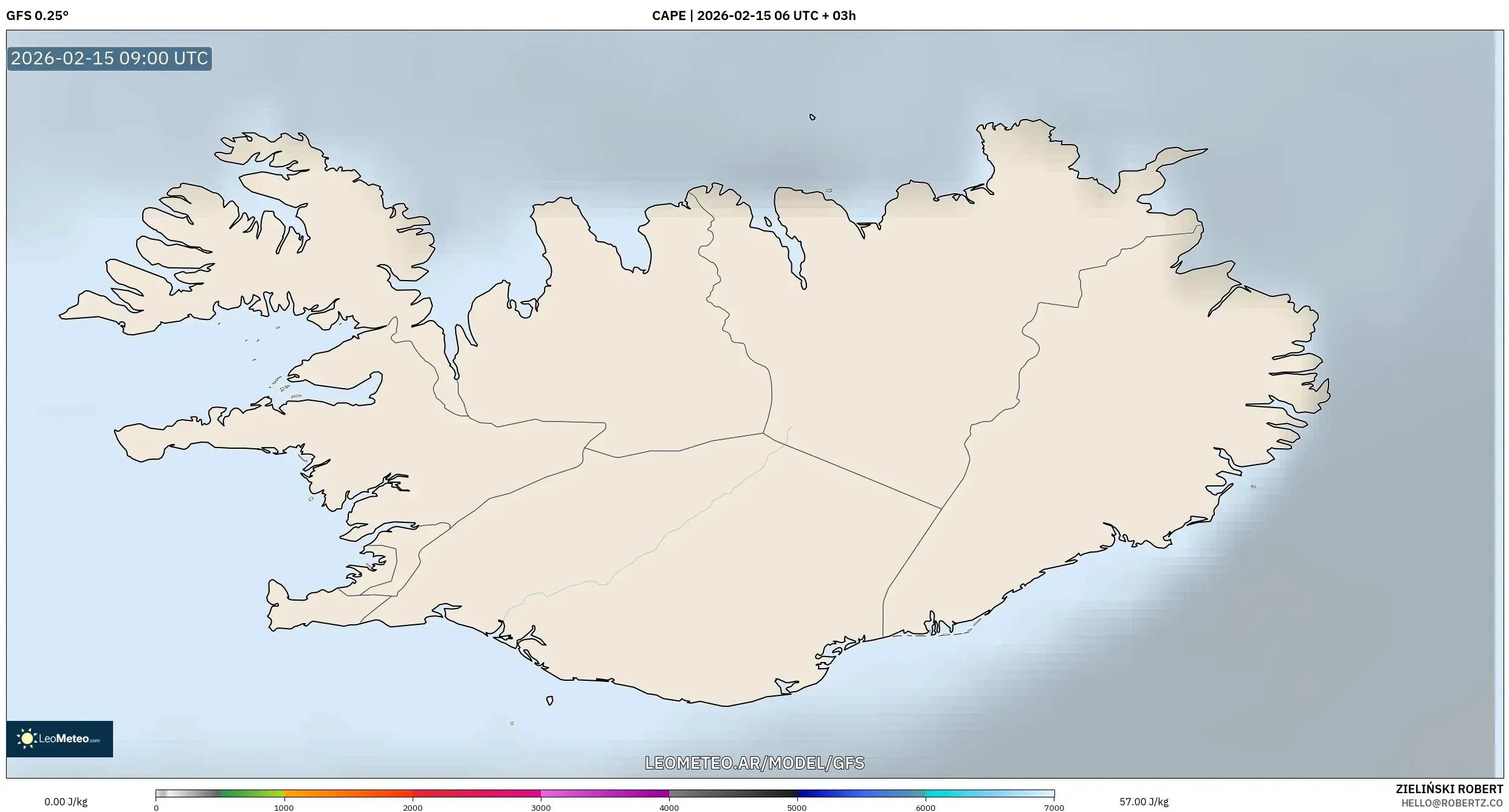 GFS model - Islandia, CAPE