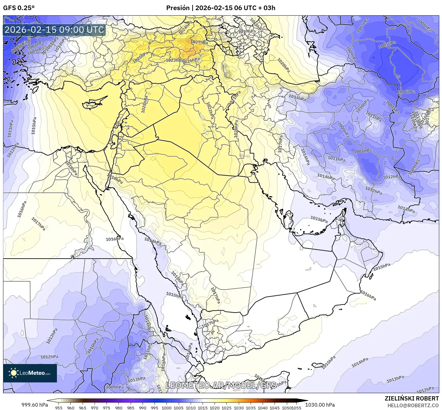 GFS model - Oriente Medio, Presión