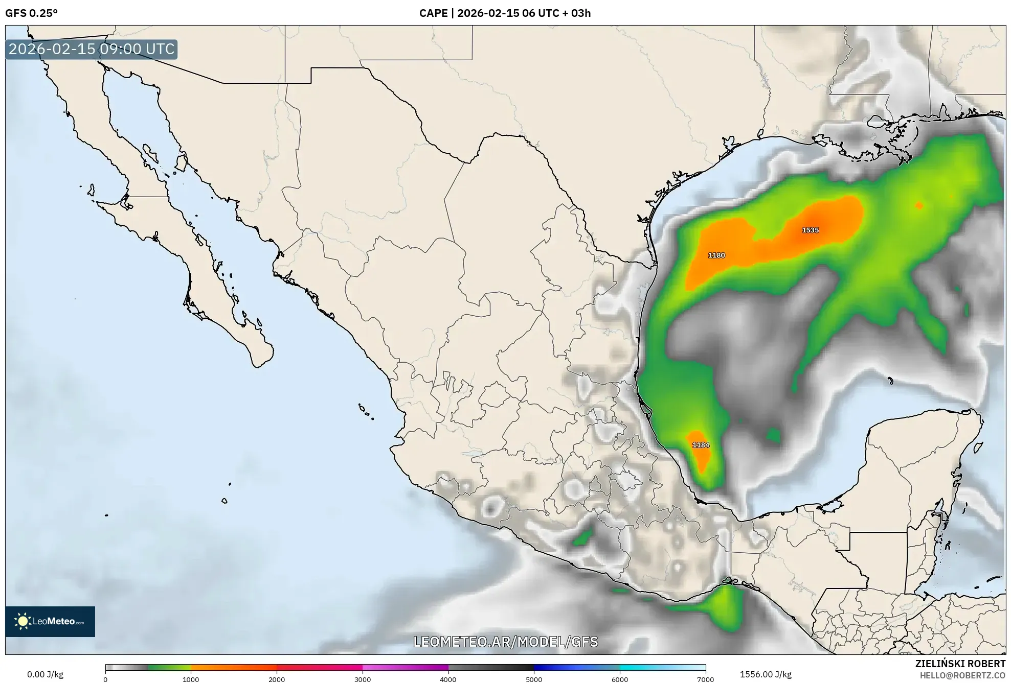 GFS model - México, CAPE
