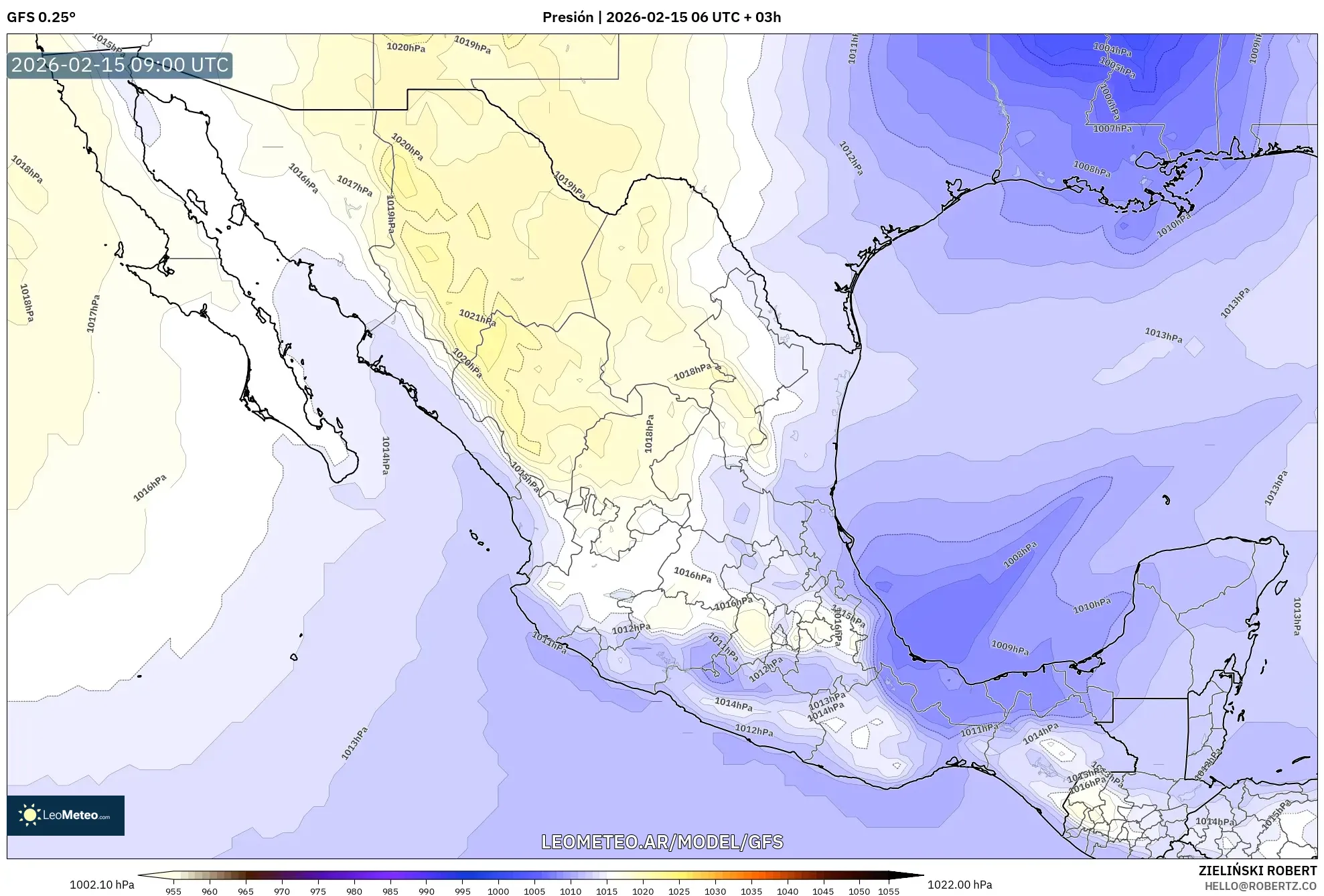GFS model - México, Presión