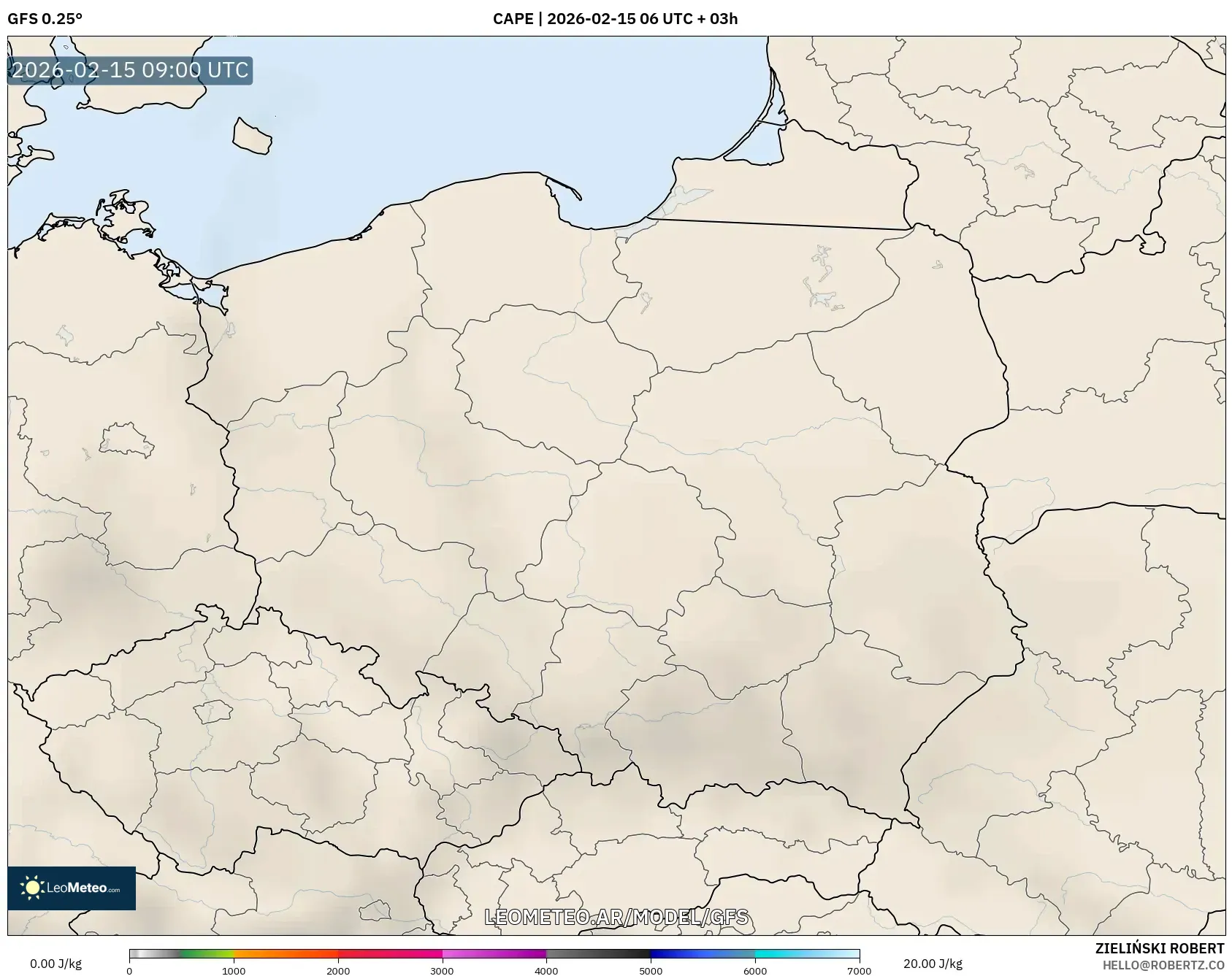 GFS model - Polonia, CAPE
