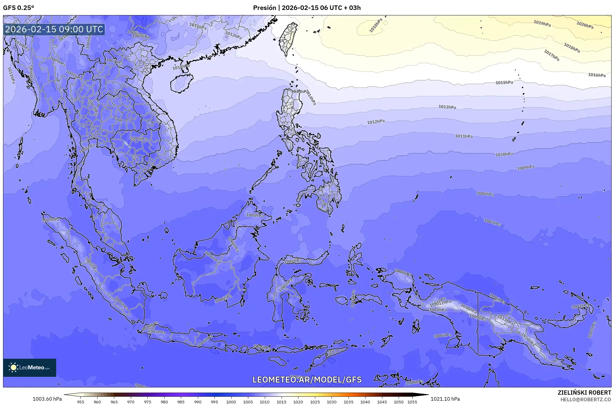 GFS model - Sudeste Asiático, Presión