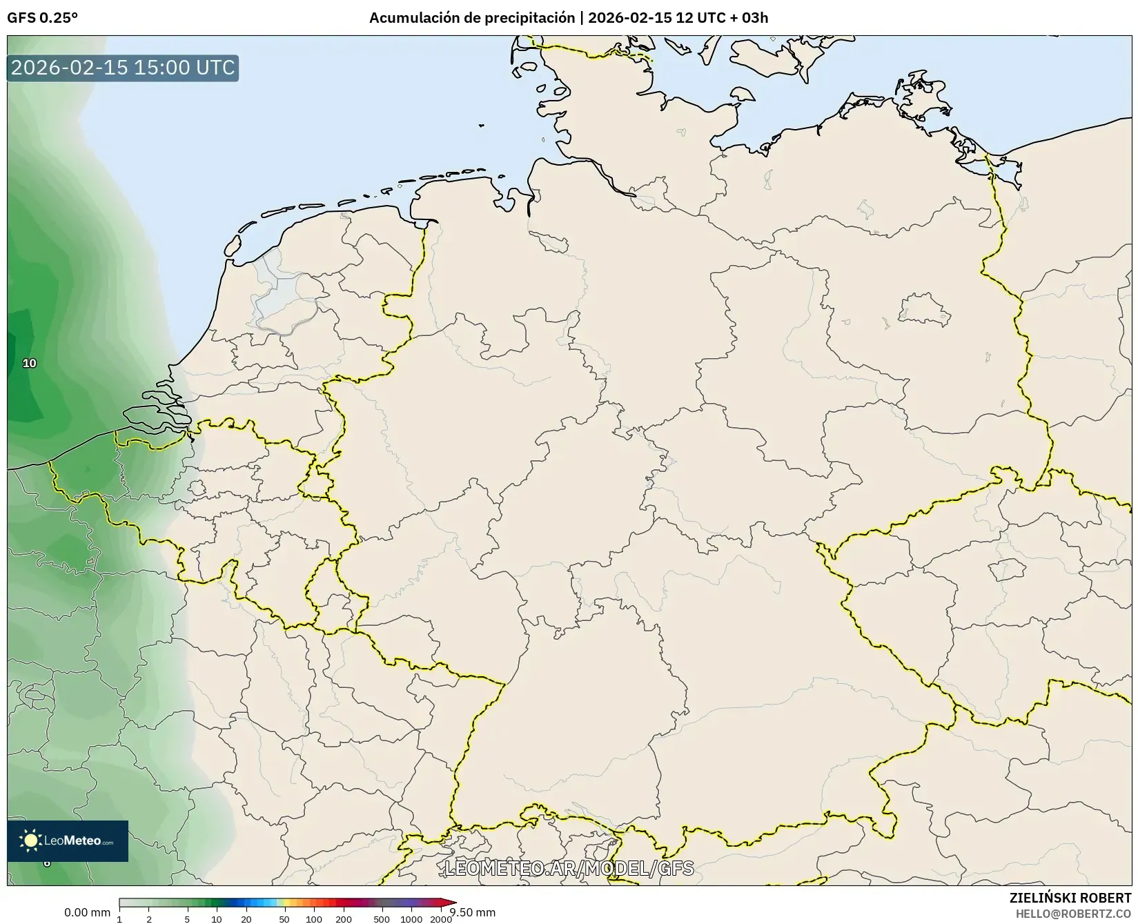 GFS model - Alemania, Acumulación de precipitación