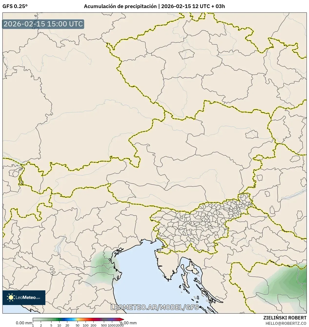 GFS model - Austria, Acumulación de precipitación