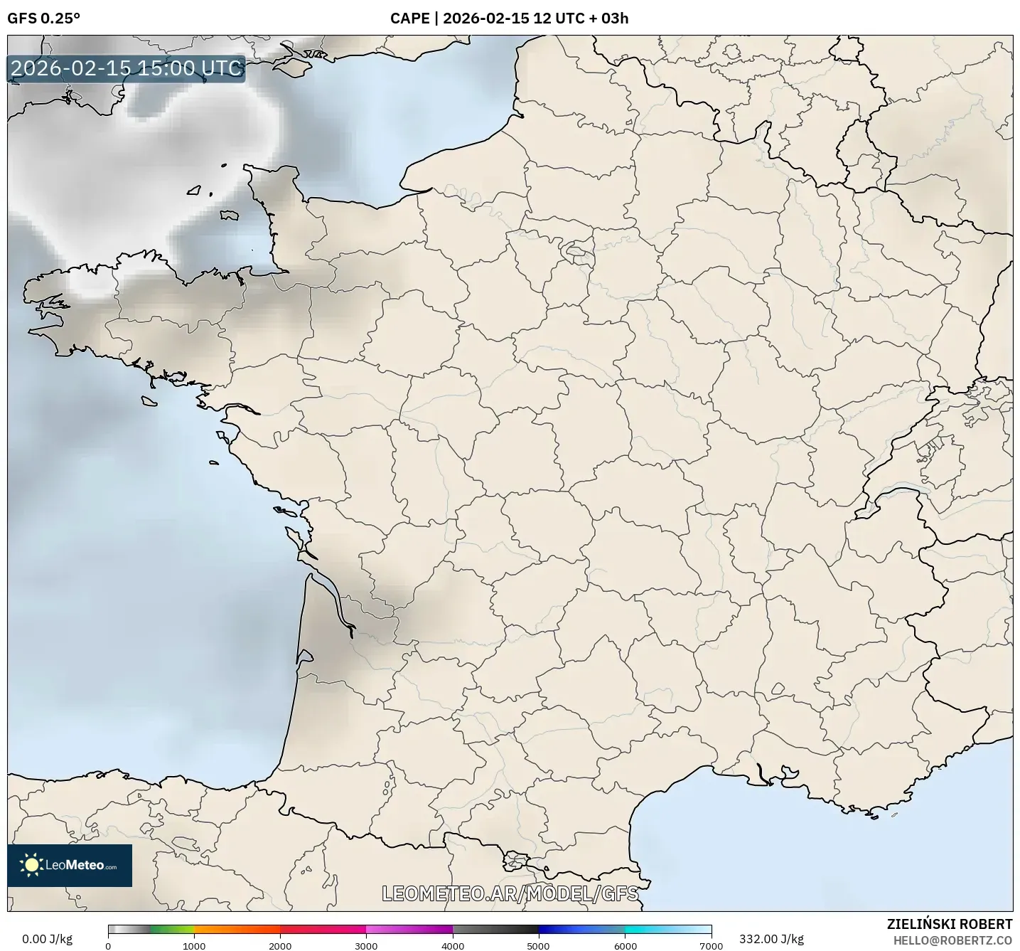 GFS model - Francia, CAPE