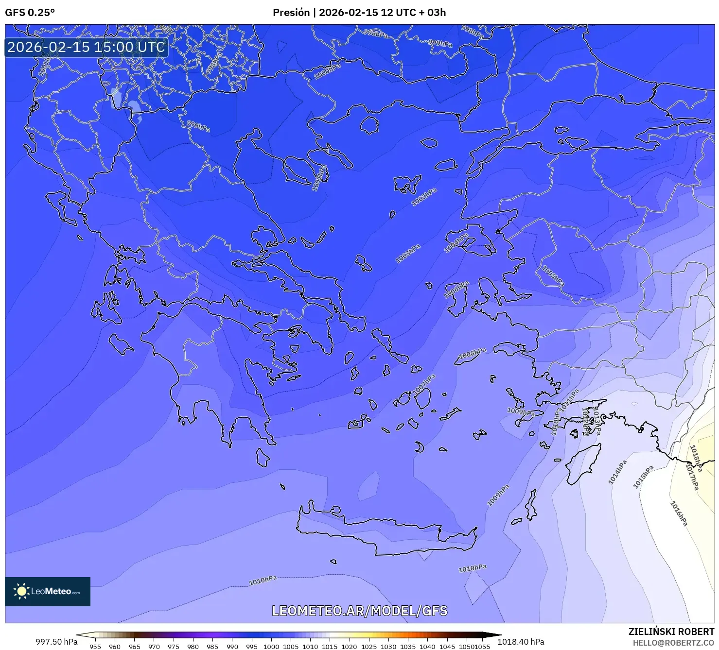 GFS model - Grecia, Presión