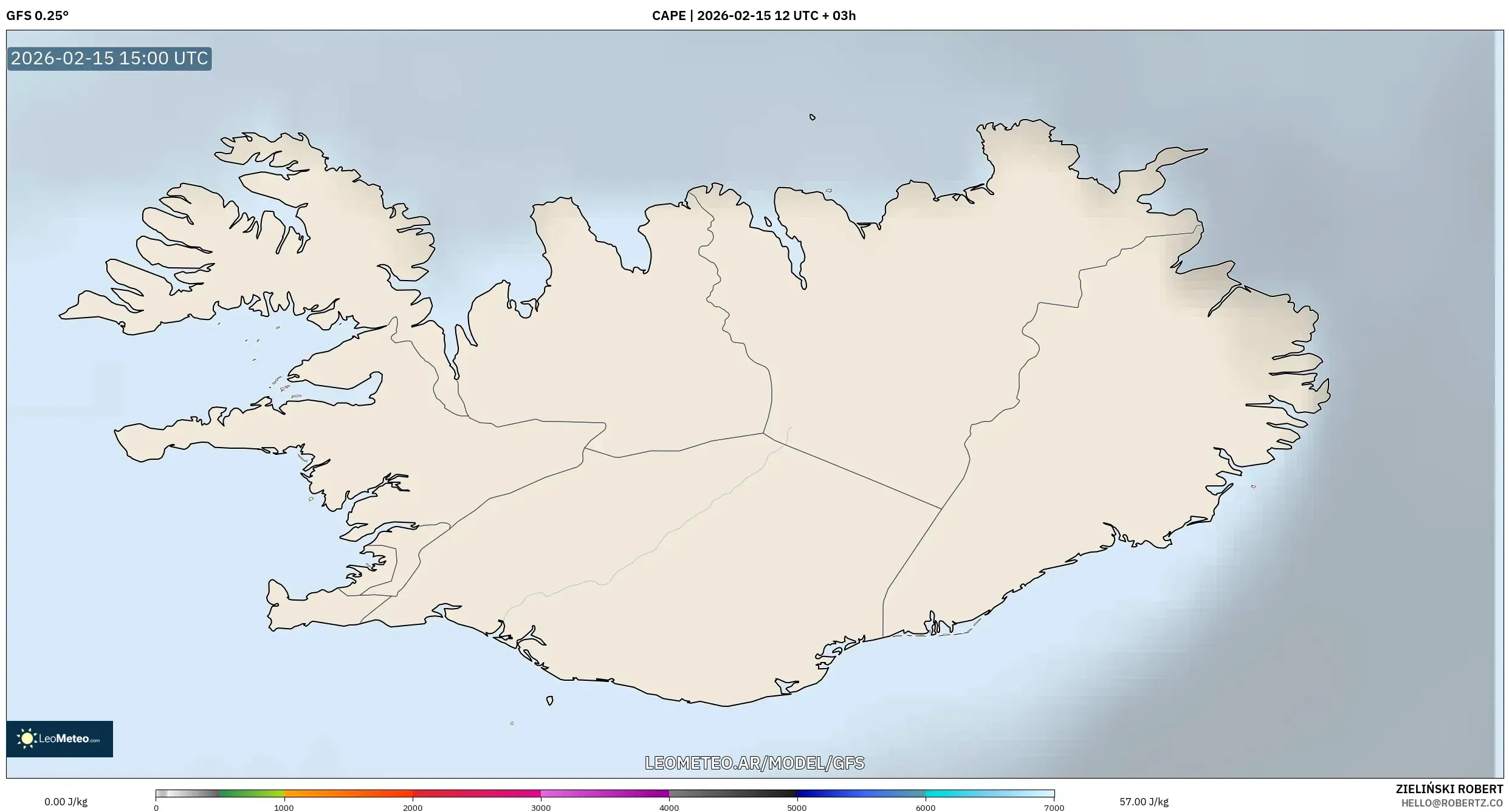GFS model - Islandia, CAPE